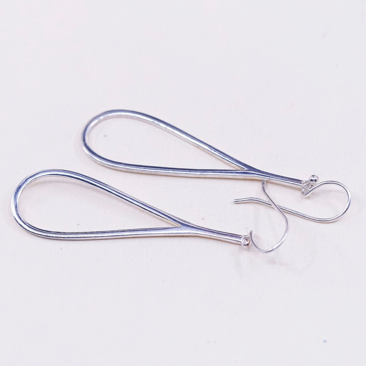 Vintage Sterling silver handmade earrings, long 925 teardrop dangles