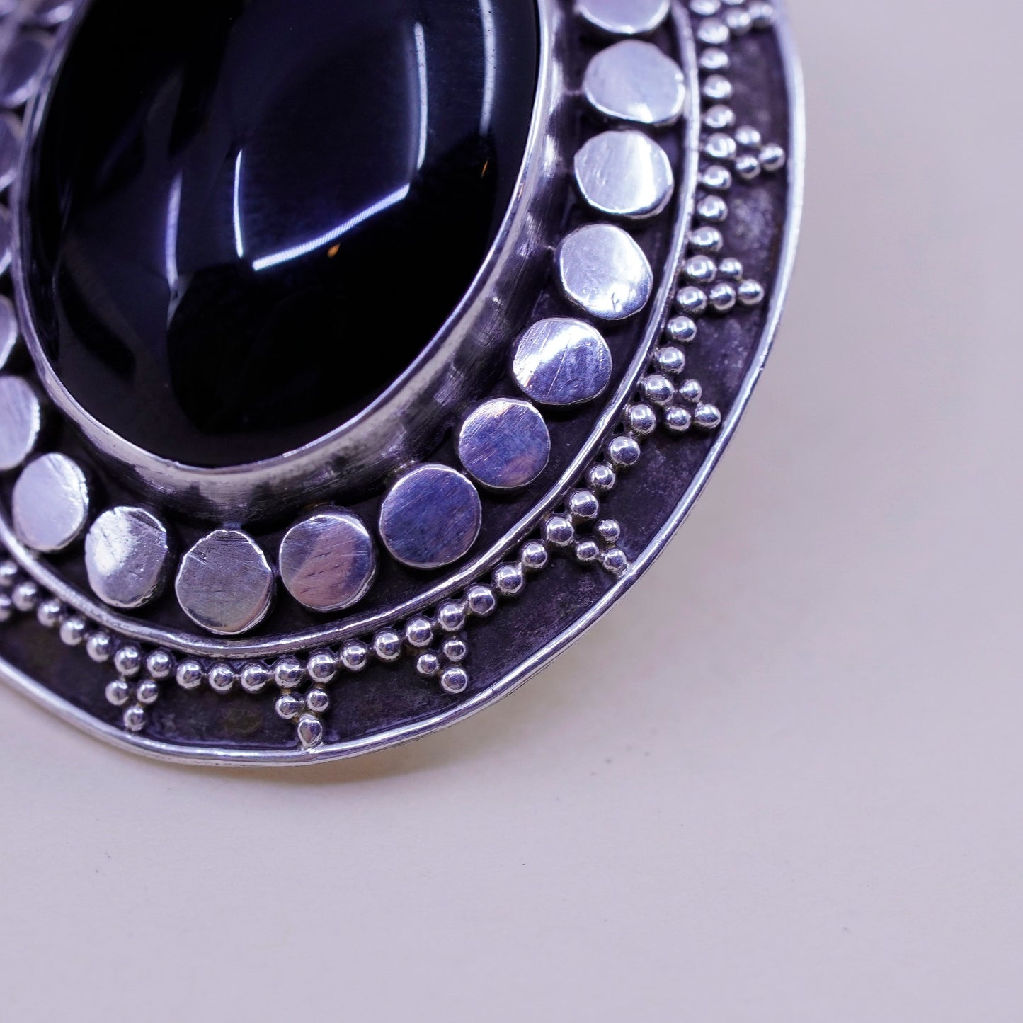 southwestern Sterling silver handmade earrings, Mexico 925 stud obsidian beads