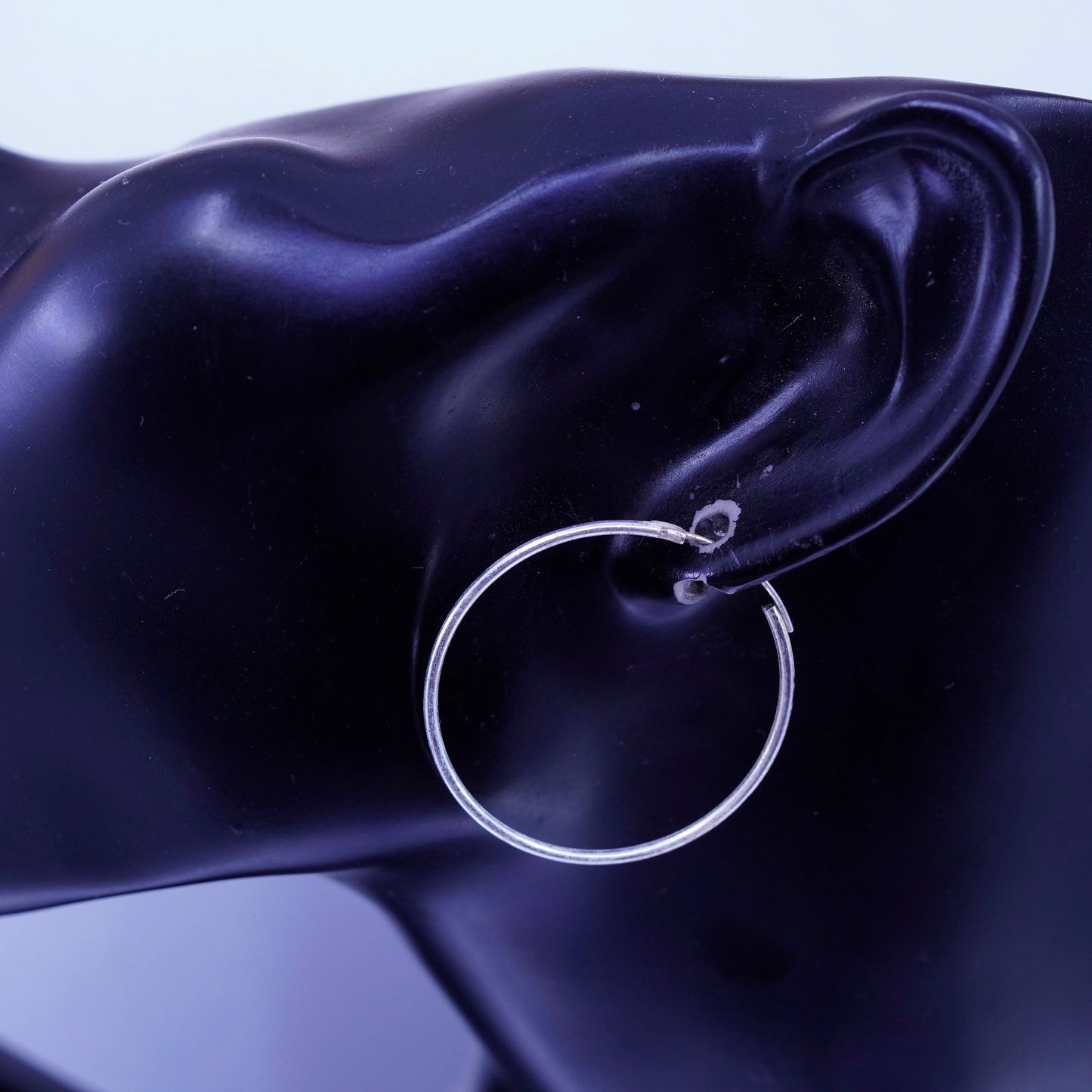 1.25”, vintage Sterling silver handmade earrings, 925 simple oval hoops