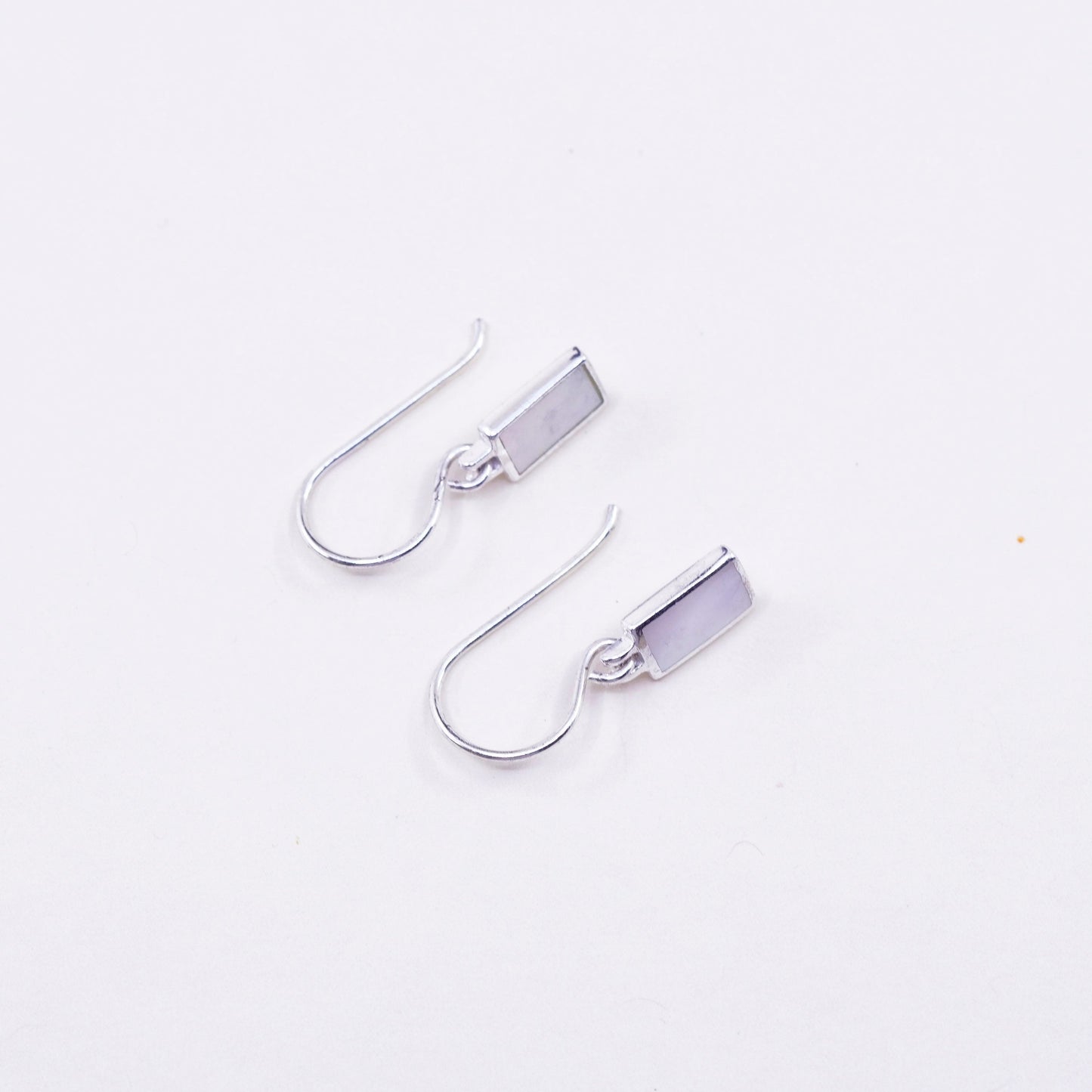 Vintage sterling 925 silver handmade earrings with white Mother of pearl inlay