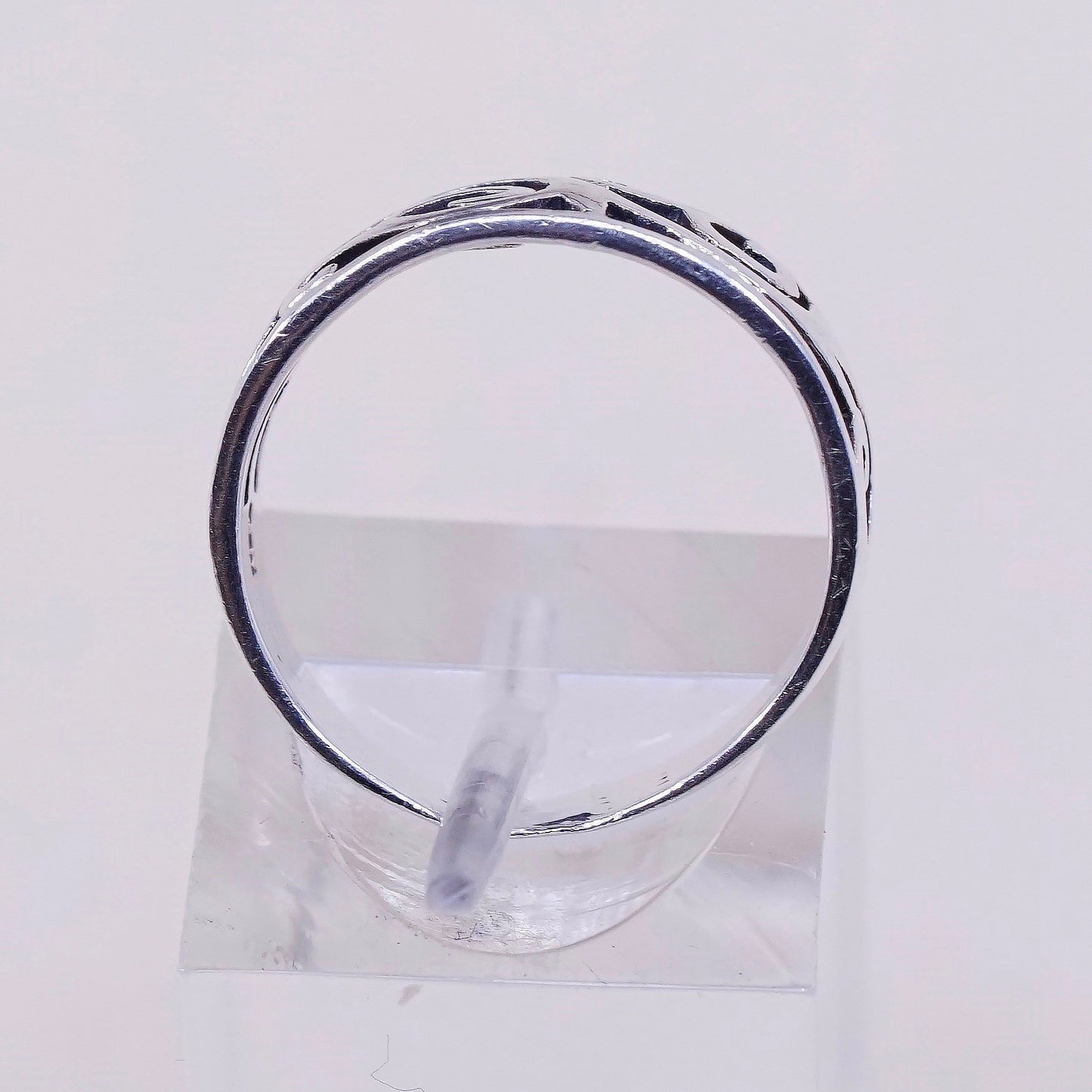 sz 6, vtg Sterling silver handmade ring, mexico 925 band w/ swirl wave