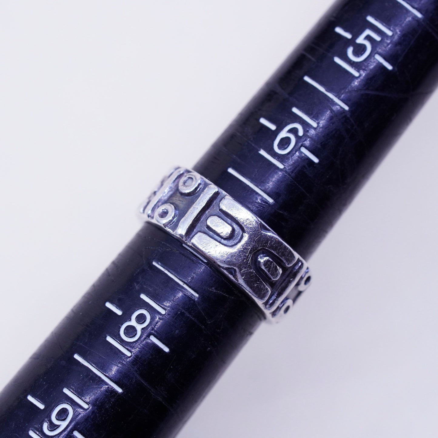 Size 7, vintage Hopi Sterling silver handmade ring, men’s patterned 925 band