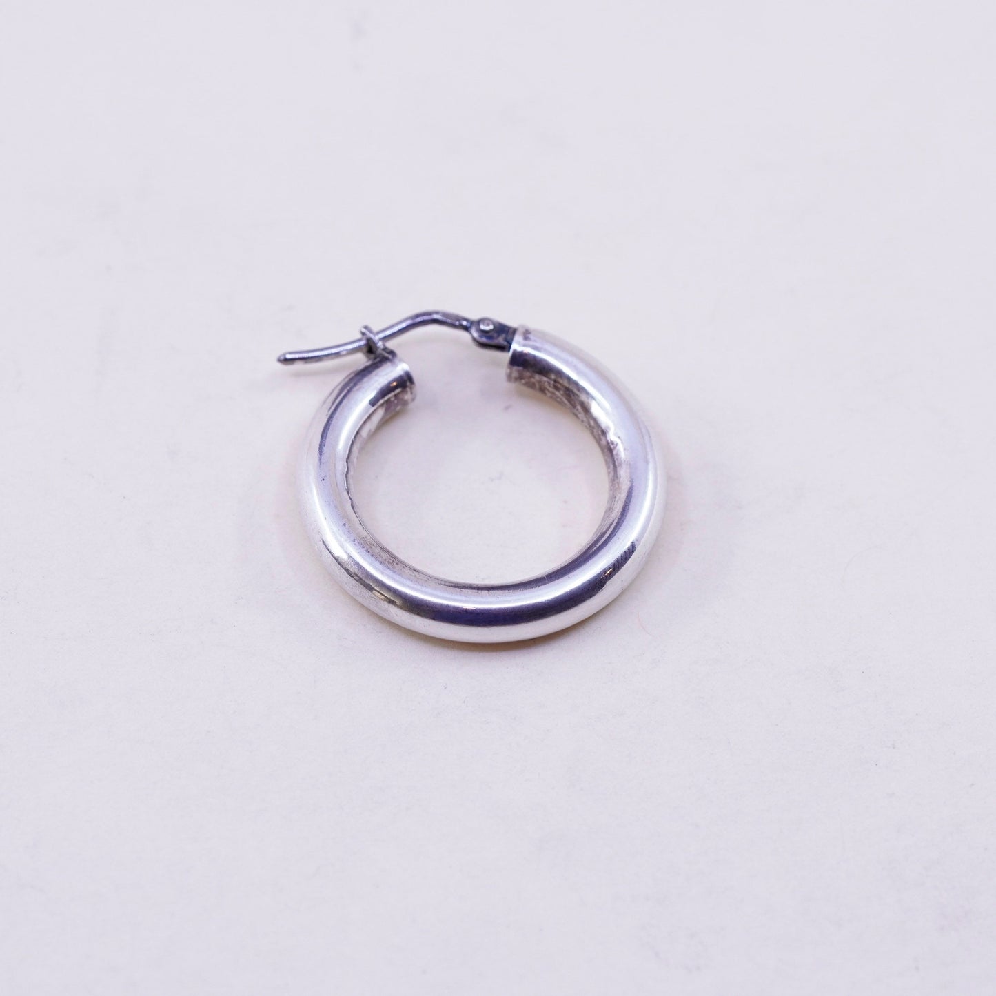 1” Vintage sterling 925 silver earrings, fashion minimalist primitive hoops