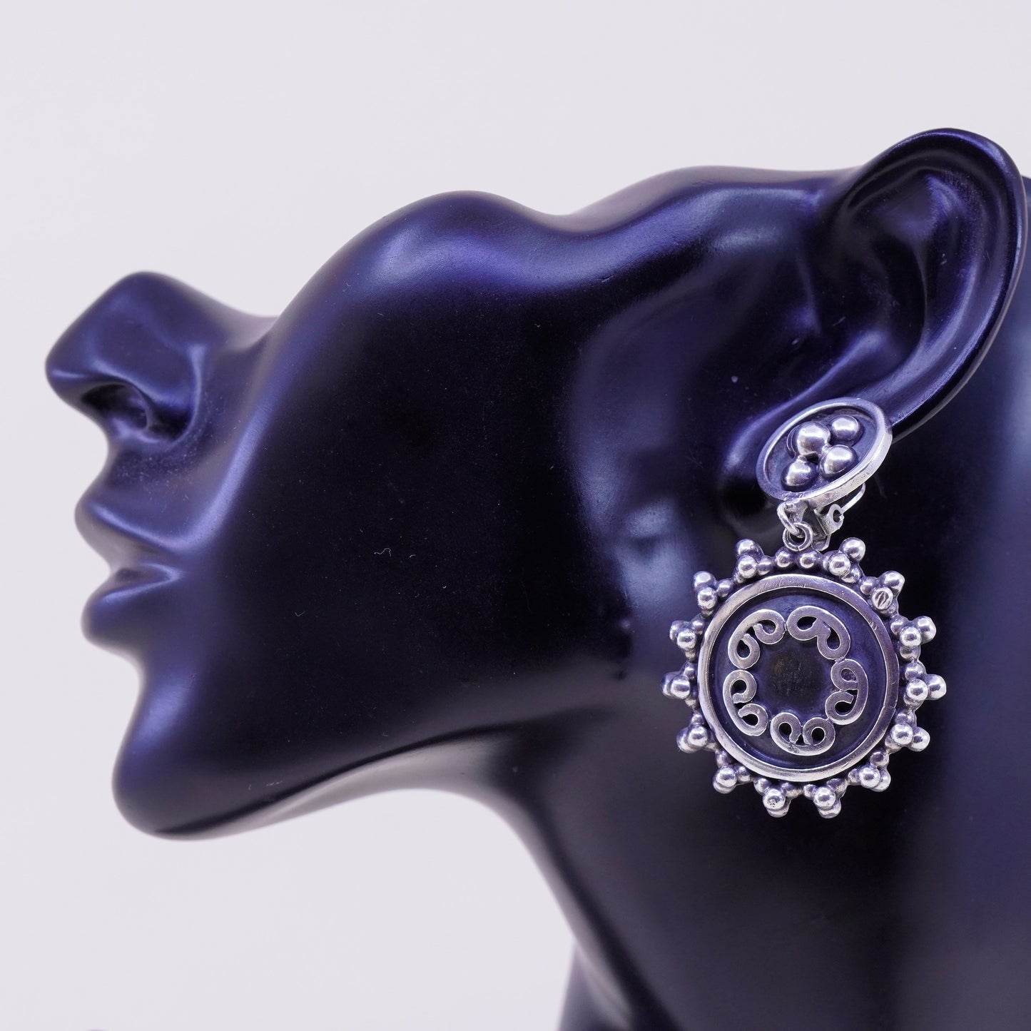 vtg 1994 taxco Brenda Schoenfeld jewelry, sterling 925 silver clip on earrings