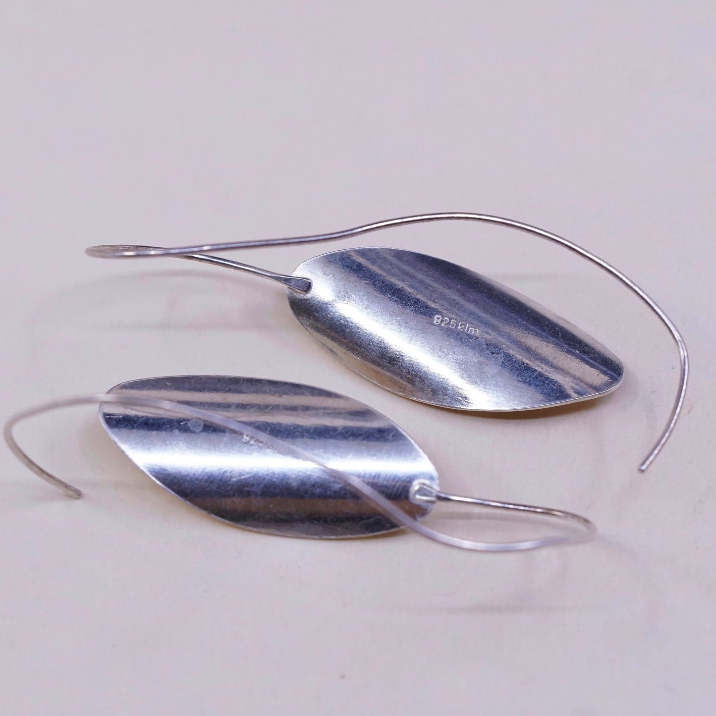 vtg Kathy Lynn Mayeda Sterling silver handmade earrings 925 modern leaves leafy