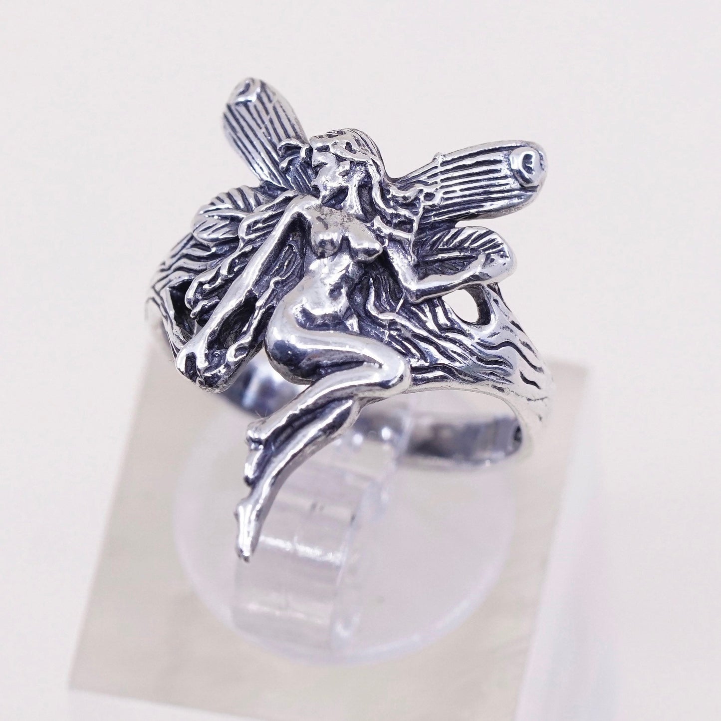 Size 6, vintage Sterling silver handmade ring, solid 925 silver fairy band