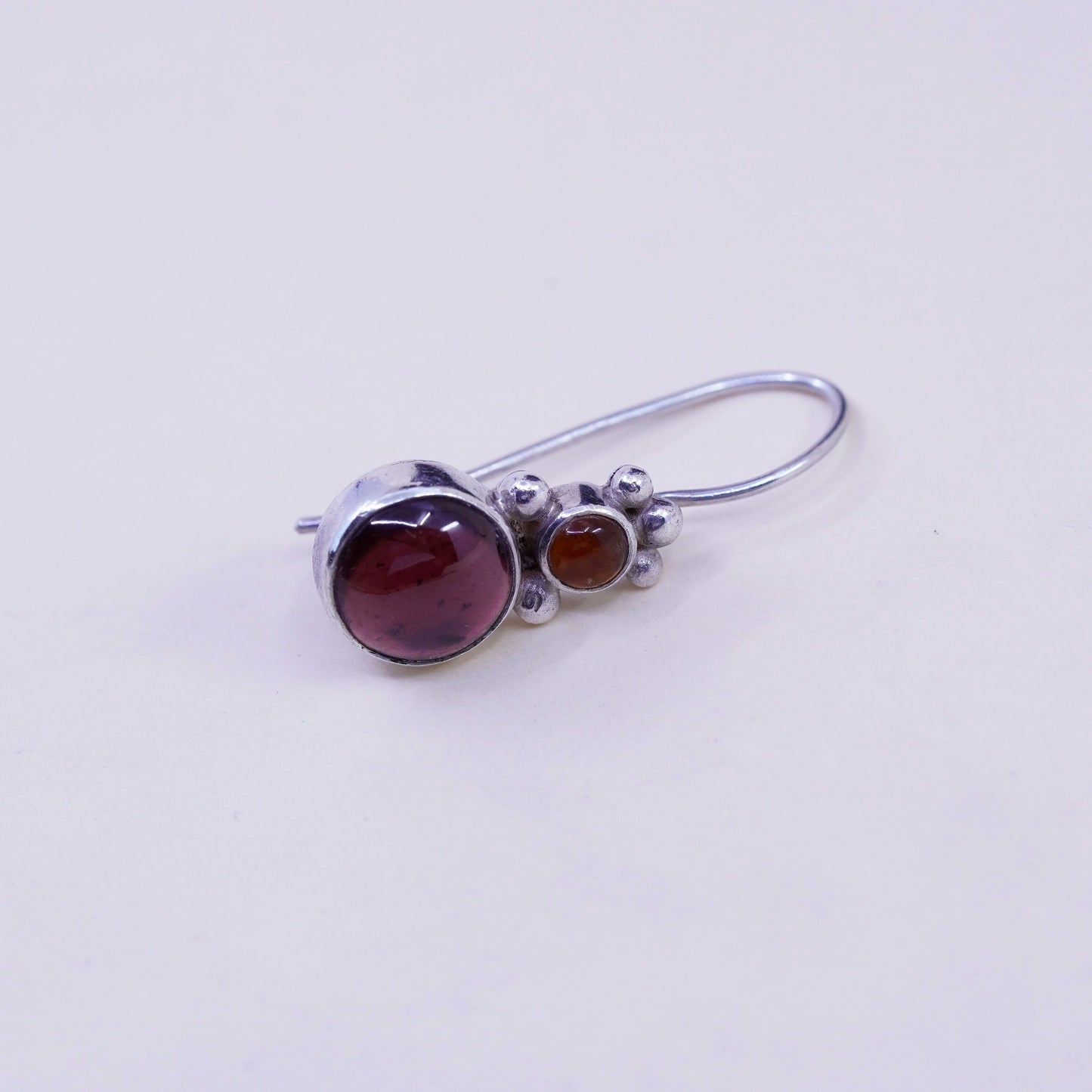 Vintage Sterling silver handmade earrings, 925 hooks with garnet beads