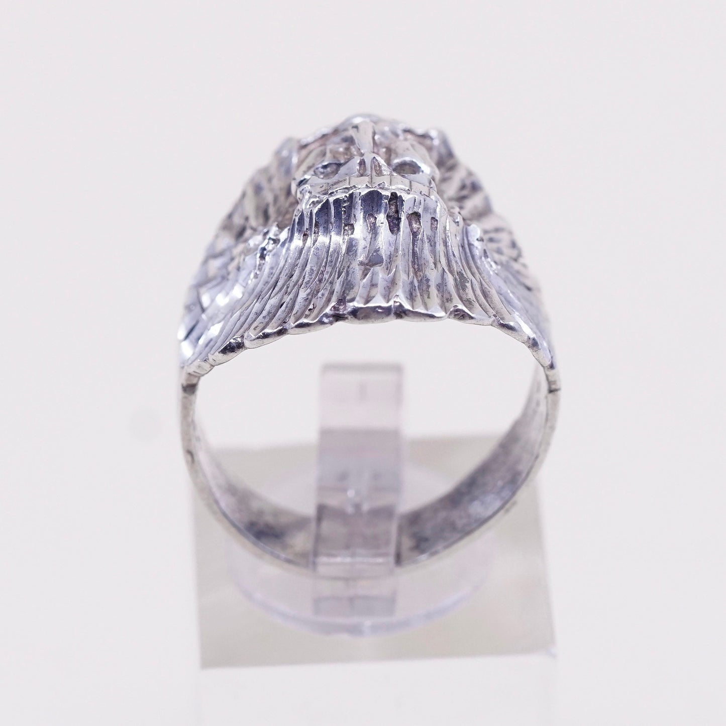 sz 9.25, Native American Sterling silver handmade ring, 925 figurehead band