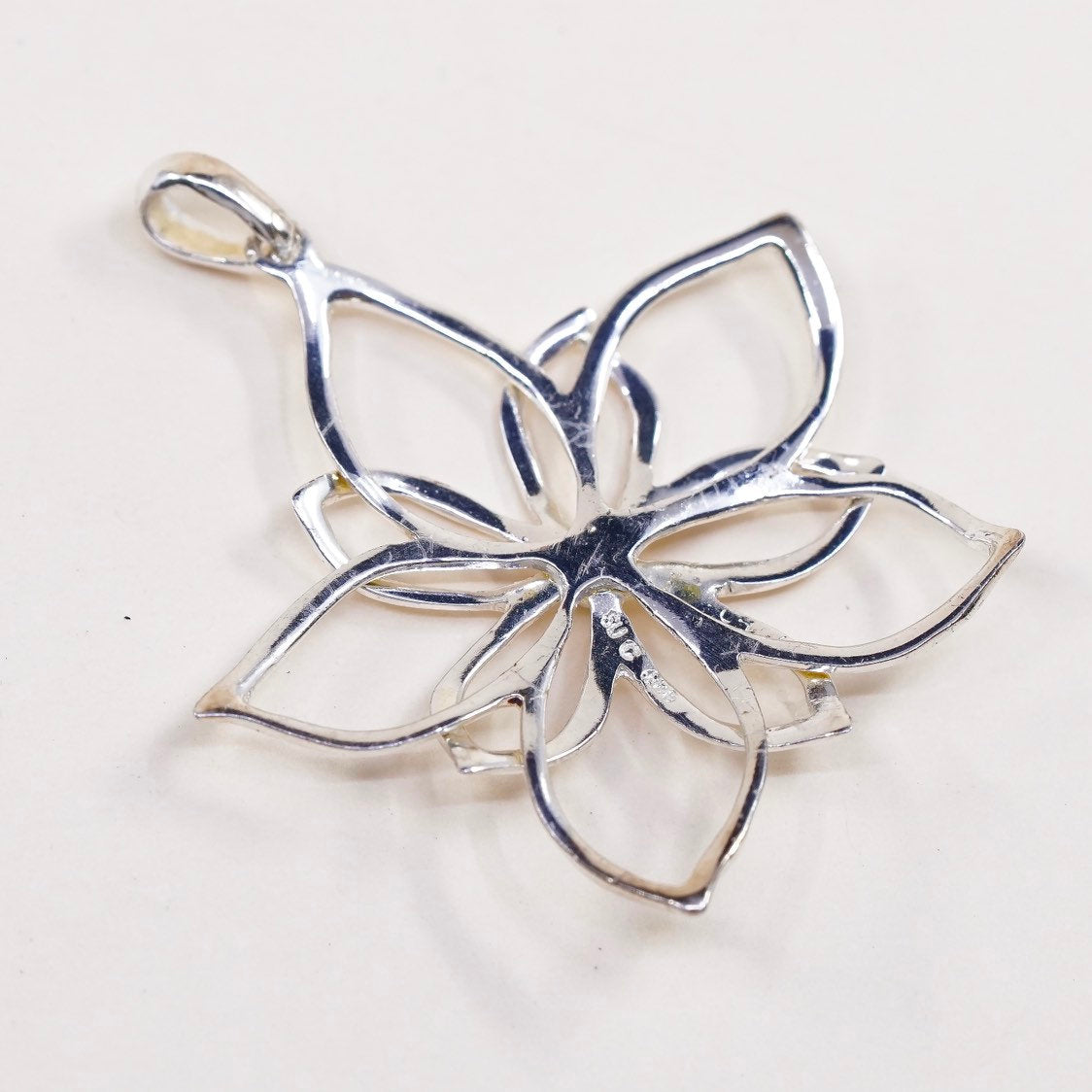 VTG sterling silver handmade pendant, 925 silver knot filigree flower