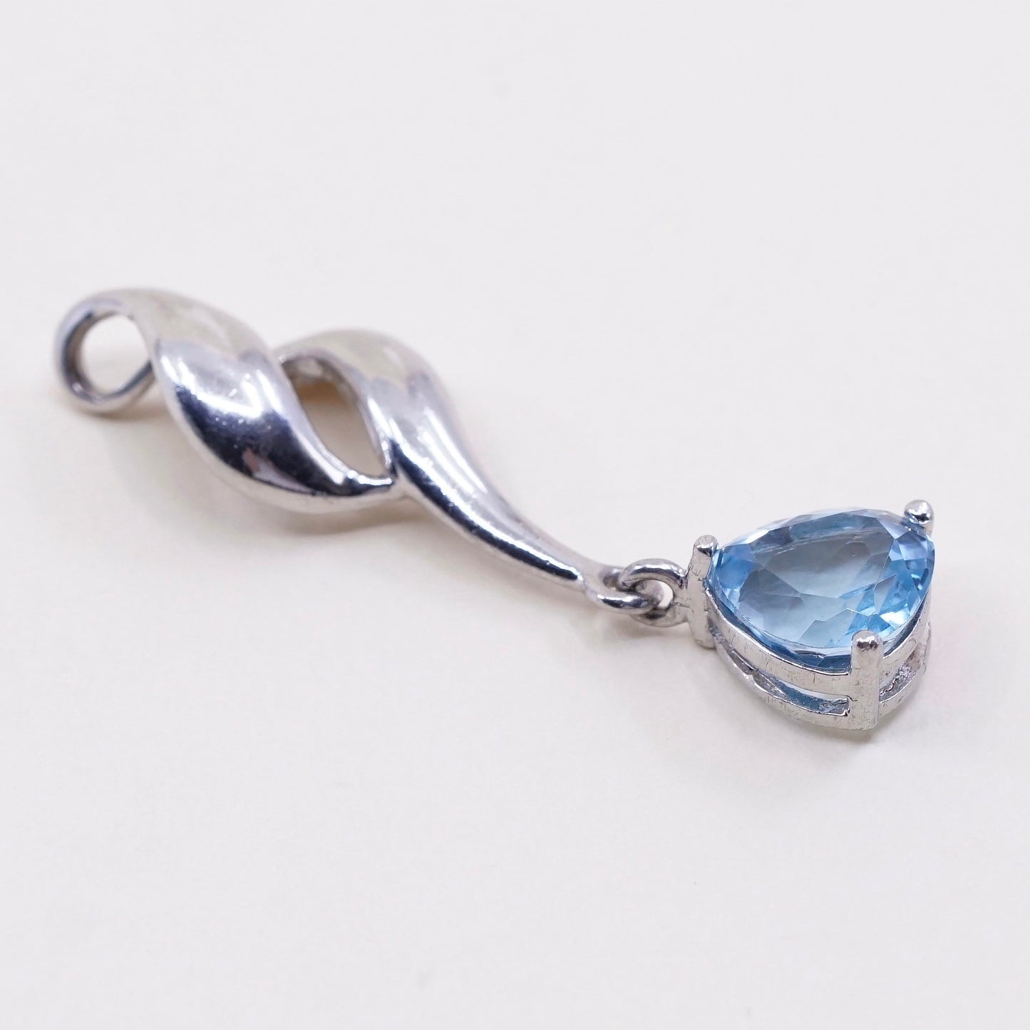 vintage VJ sterling 925 silver handmade pendant with topaz