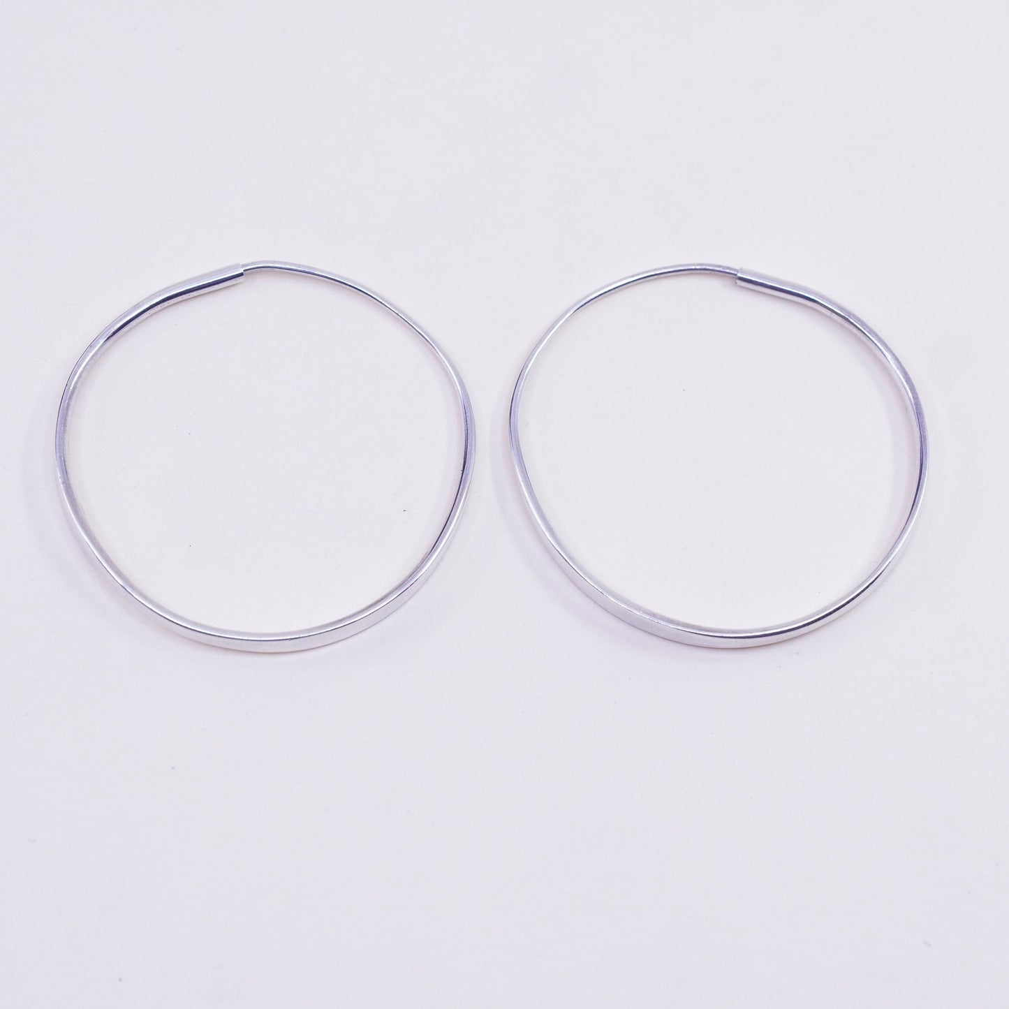 1.5” Vintage sterling silver loop earrings, fashion minimalist primitive hoops