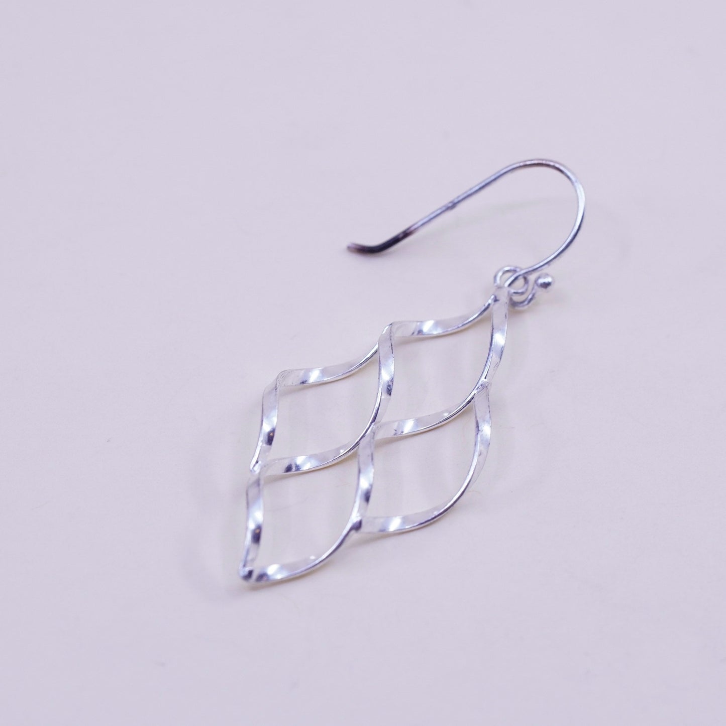 Vintage sterling silver handmade earrings, 925 twisted dangles