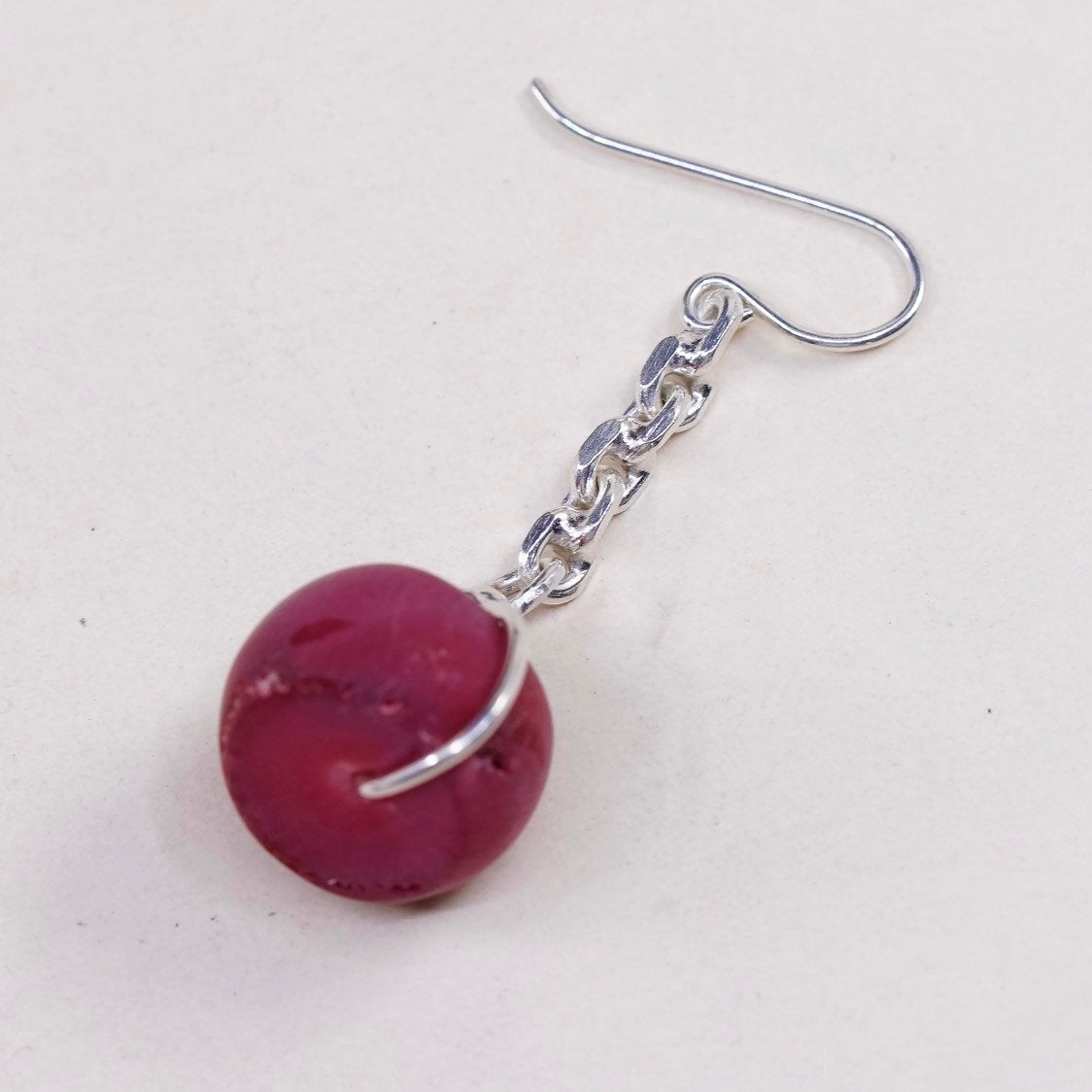 vtg sterling silver earrings, 925 Mexico w/ red coral, handmade southwestern