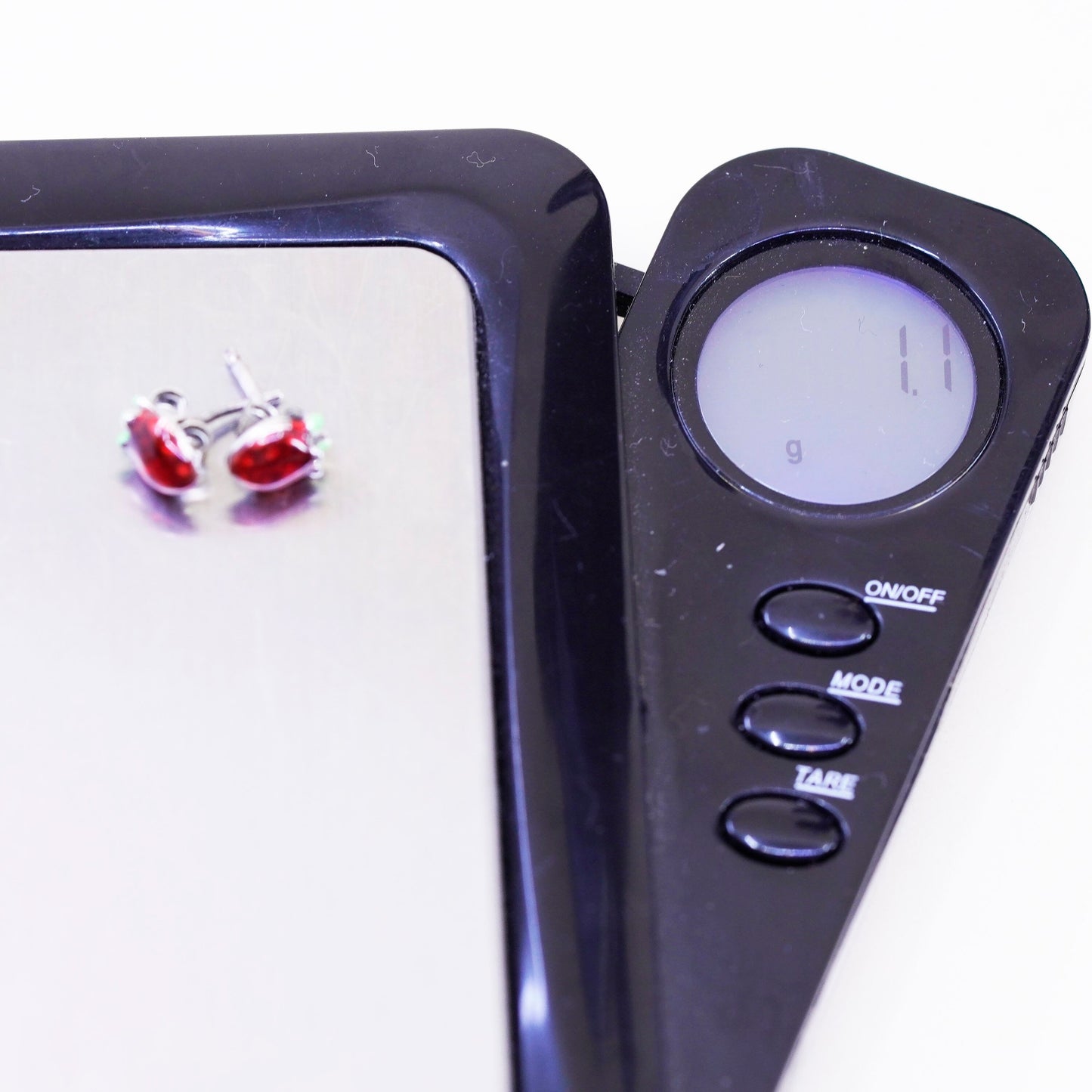 Vintage sterling silver strawberry earrings, 925 enamel studs
