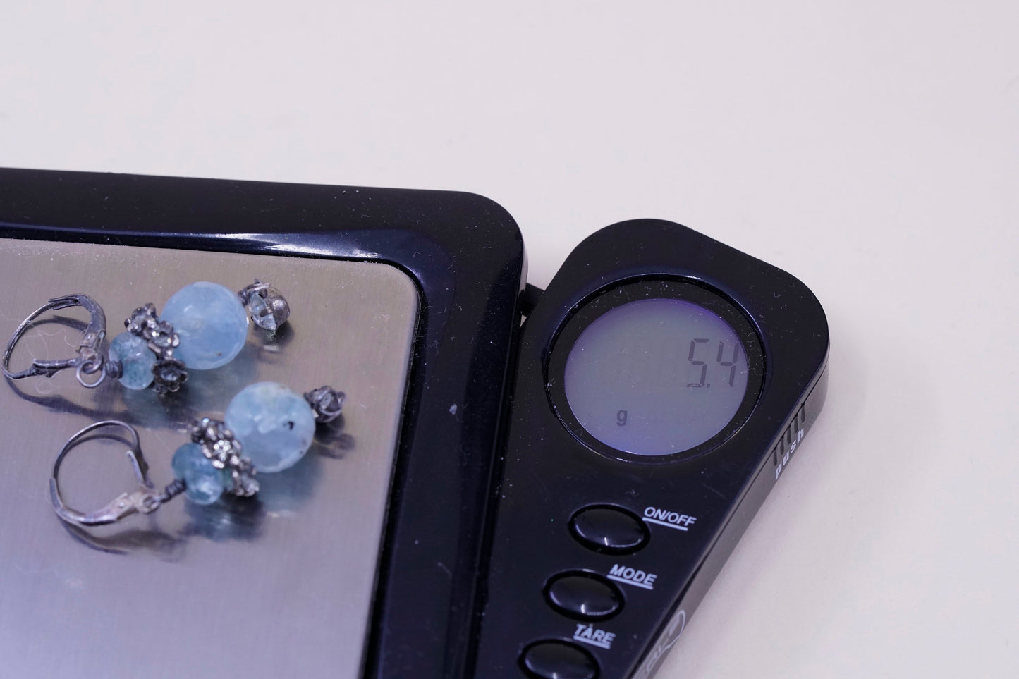 Vintage Sterling 925 silver handmade earrings with blue crystal dangles