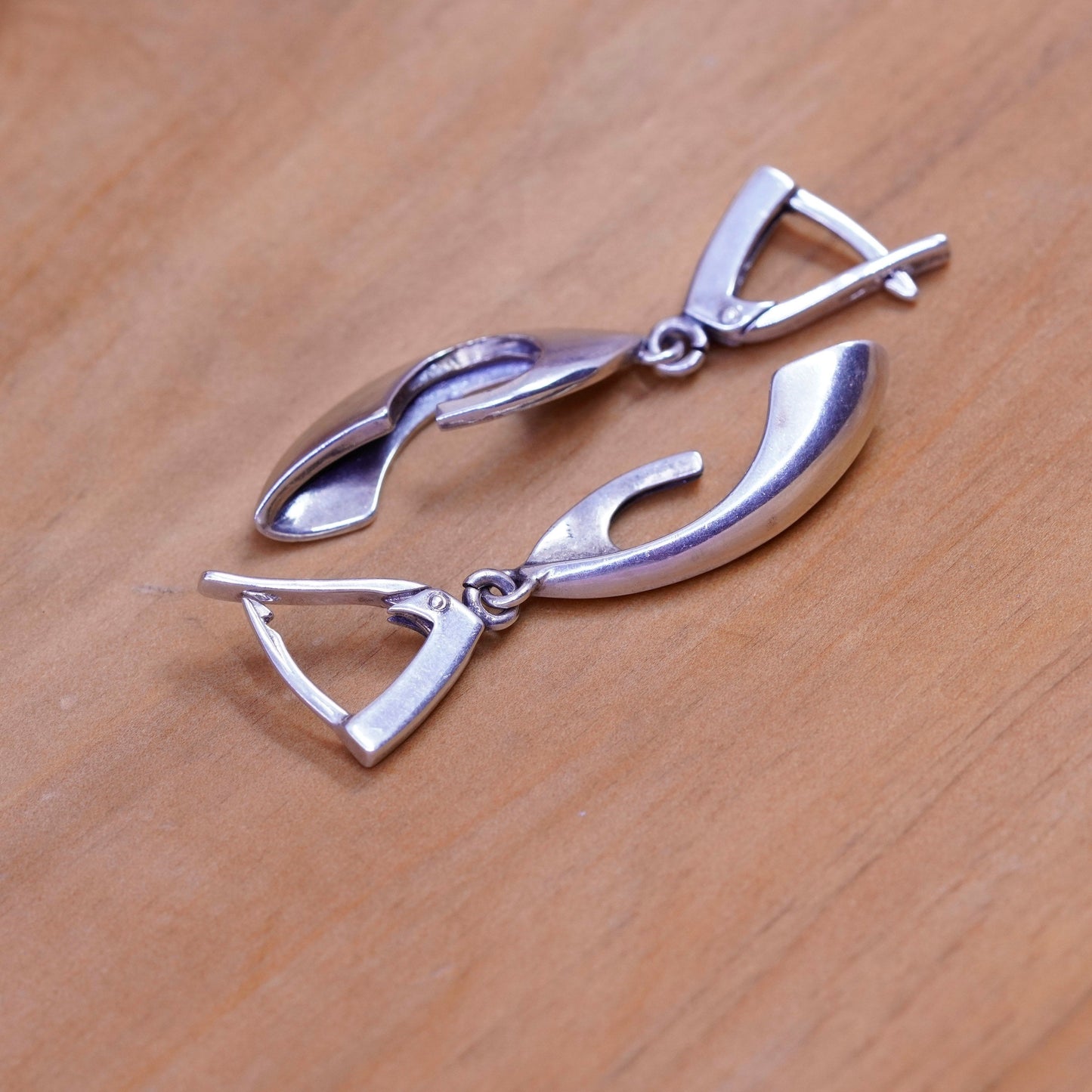 Vintage Sterling silver handmade earrings, modern 925 dangles