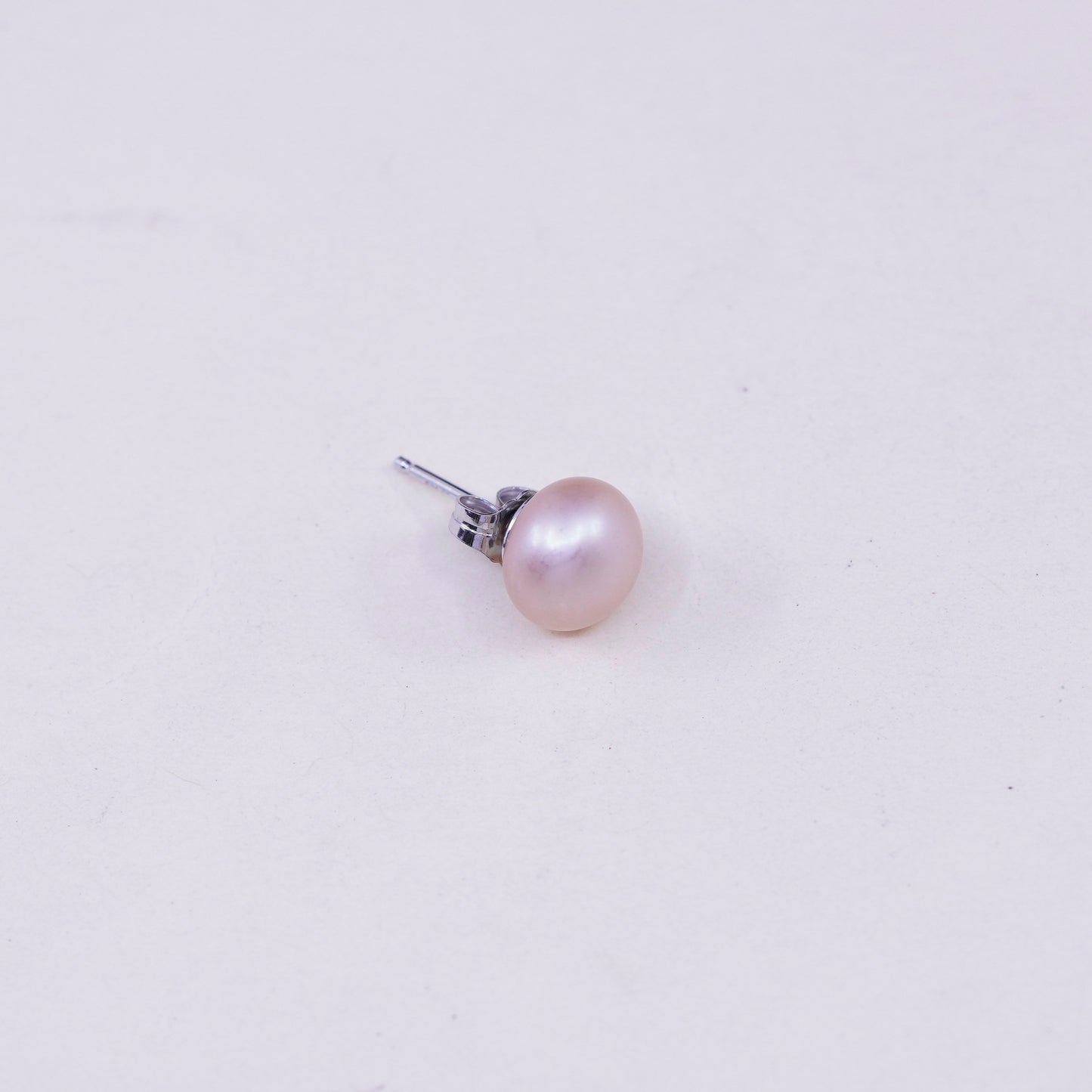 Vintage sterling silver earrings, 925 studs with orange pearl