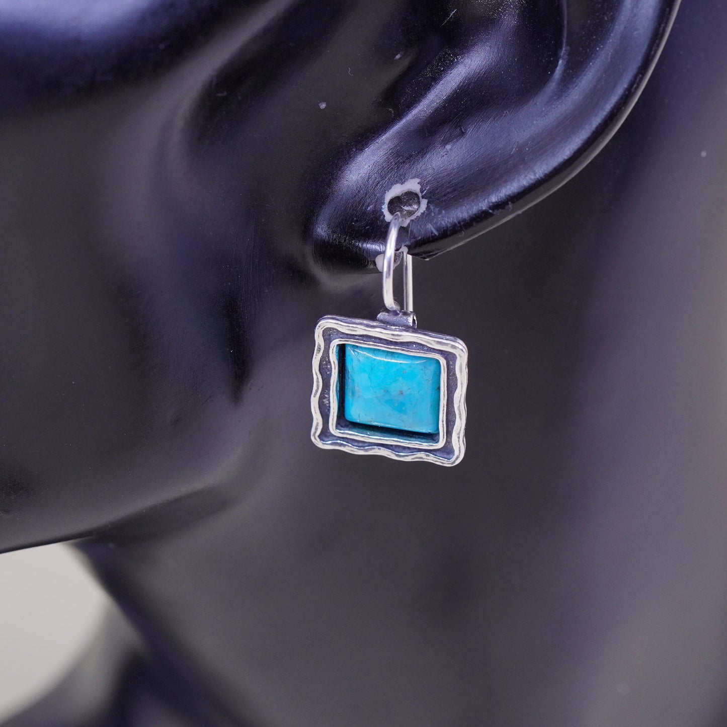 Israel Silpada w1527 Sterling 925 Silver handmade square turquoise Earrings