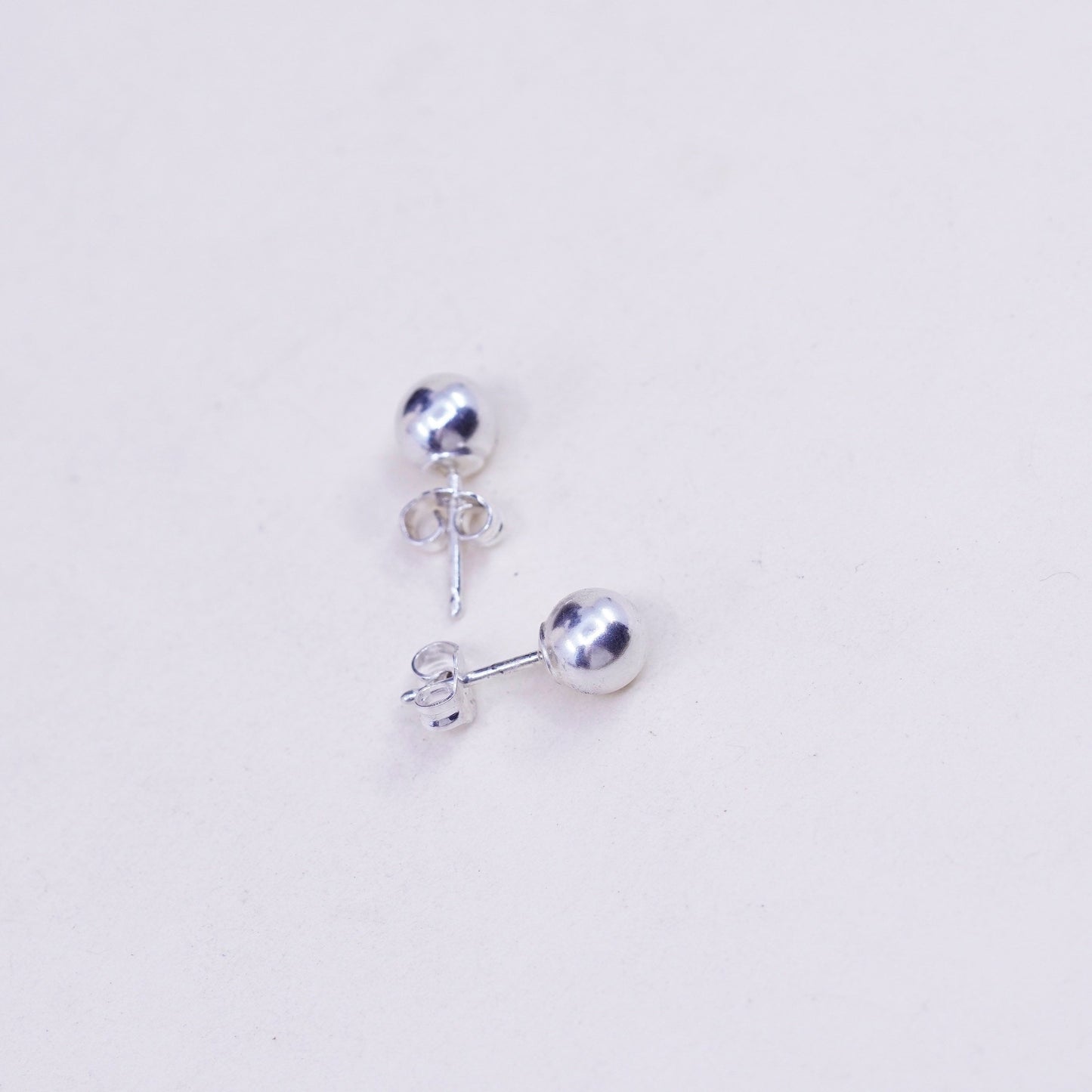 5mm, Vintage sterling silver sphere studs, handmade 925 earrings