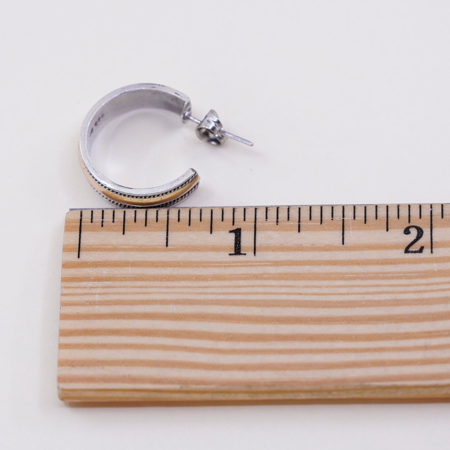 0.75”, BA Suarti 14K gold accent sterling 925 silver earrings, Huggie hoops