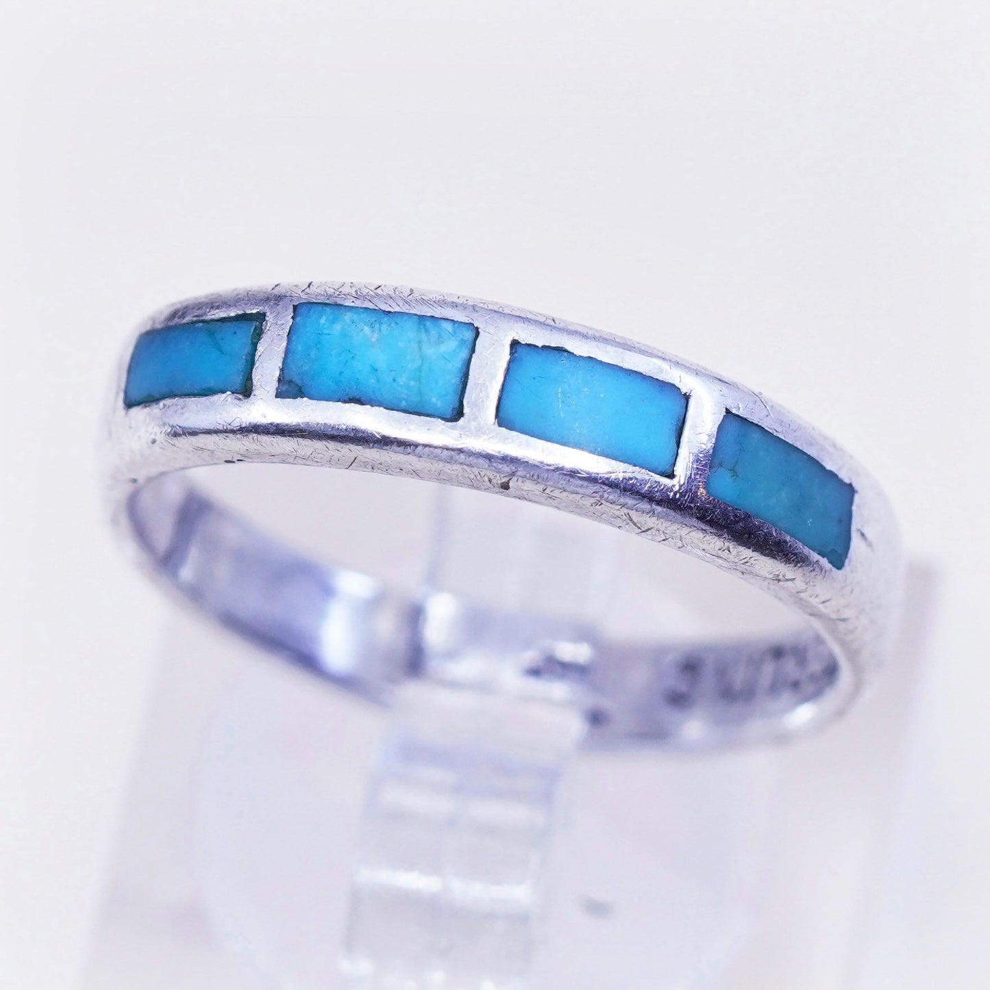 sz 8, Native American bell trading post sterling silver ring 925 band turquoise