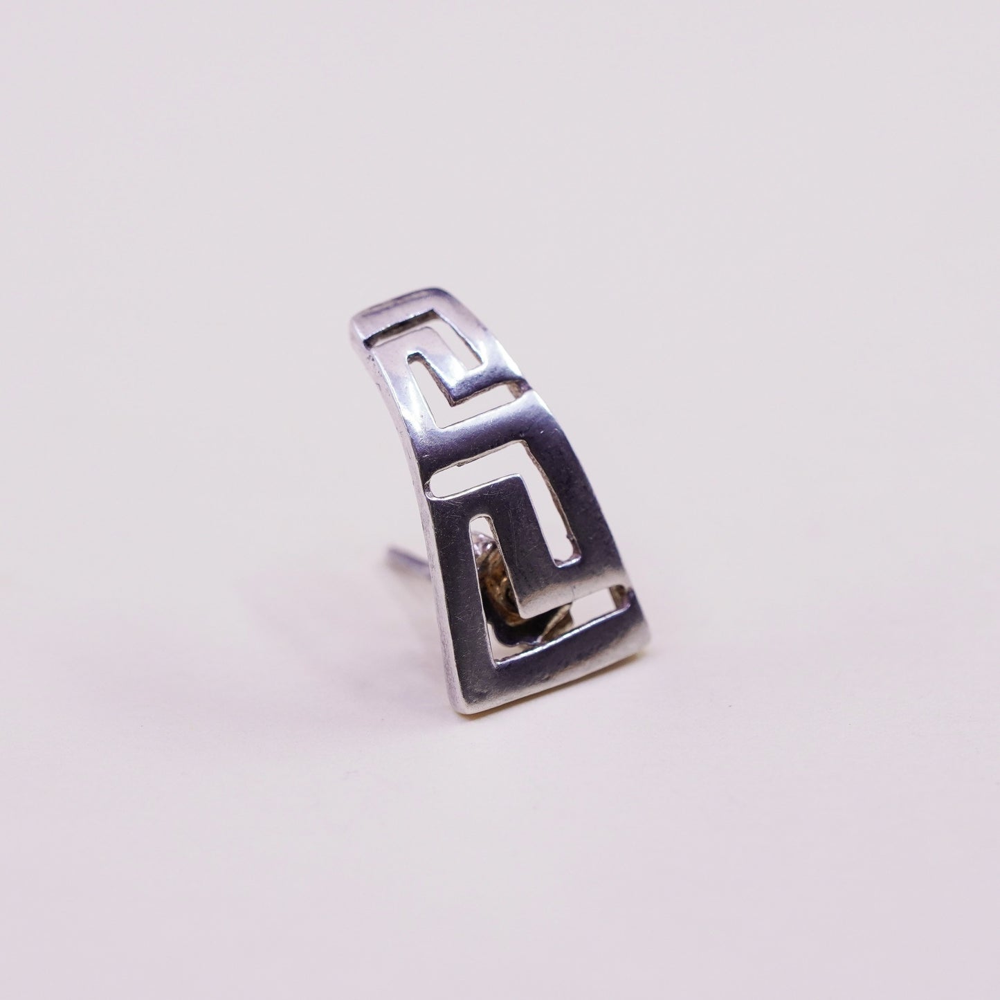 Vintage Sterling silver handmade earrings, 925 Greek key studs