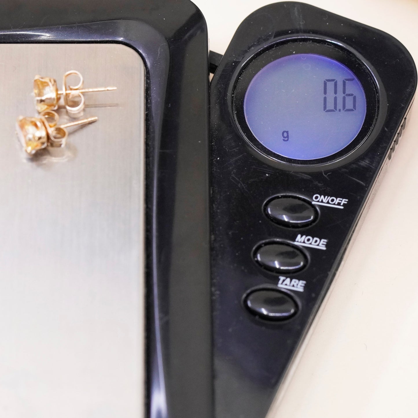 Vintage vermeil gold sterling silver studs with citrine, minimalist earrings