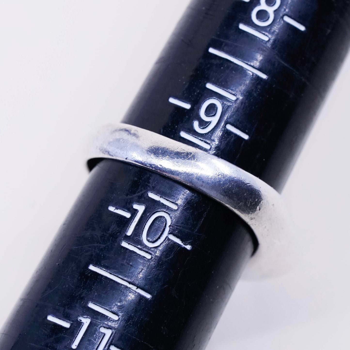 sz 9.25, vtg Sterling silver handmade ring, modern 925 band w/ turquoise
