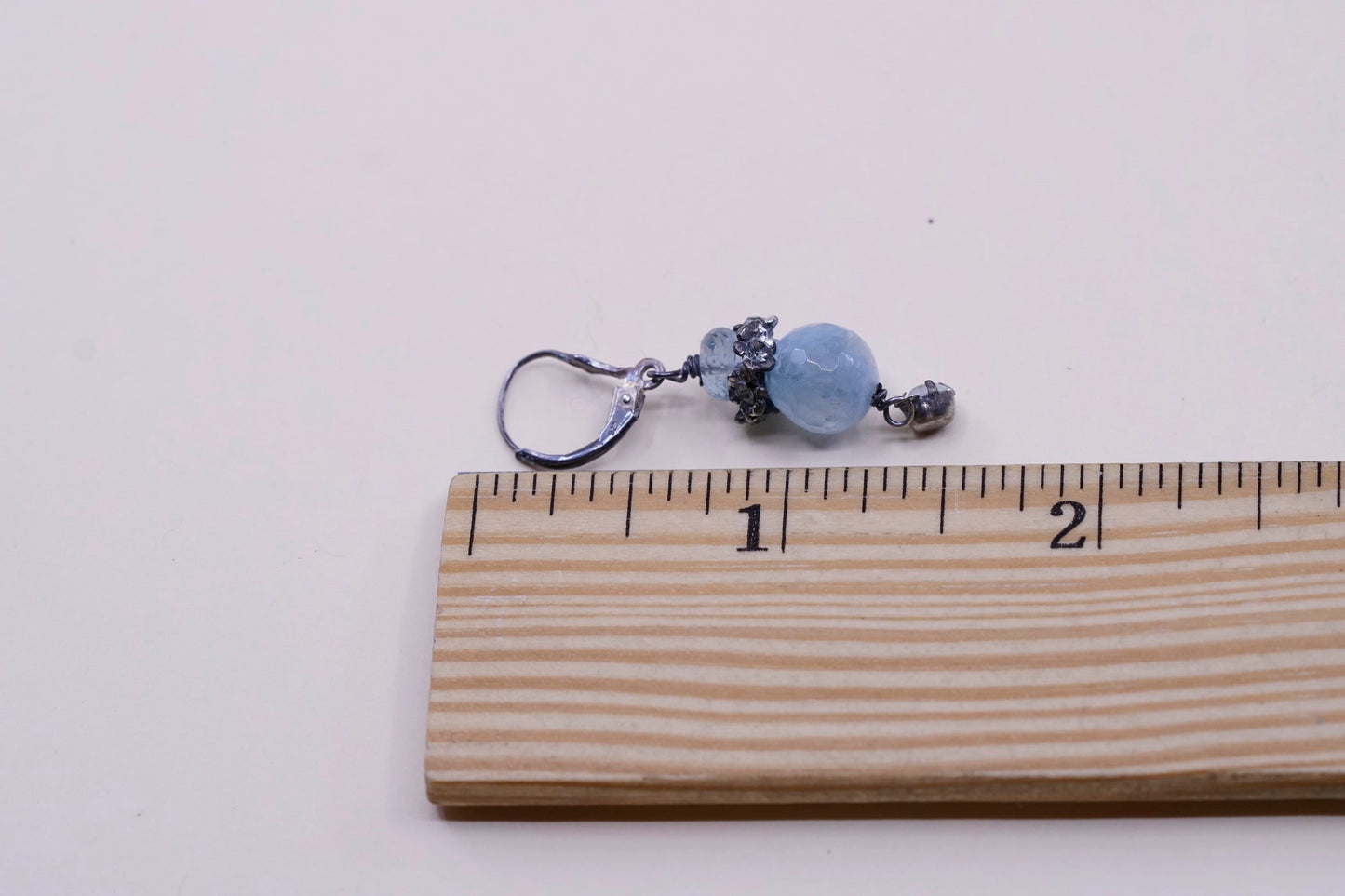 Vintage Sterling 925 silver handmade earrings with blue crystal dangles