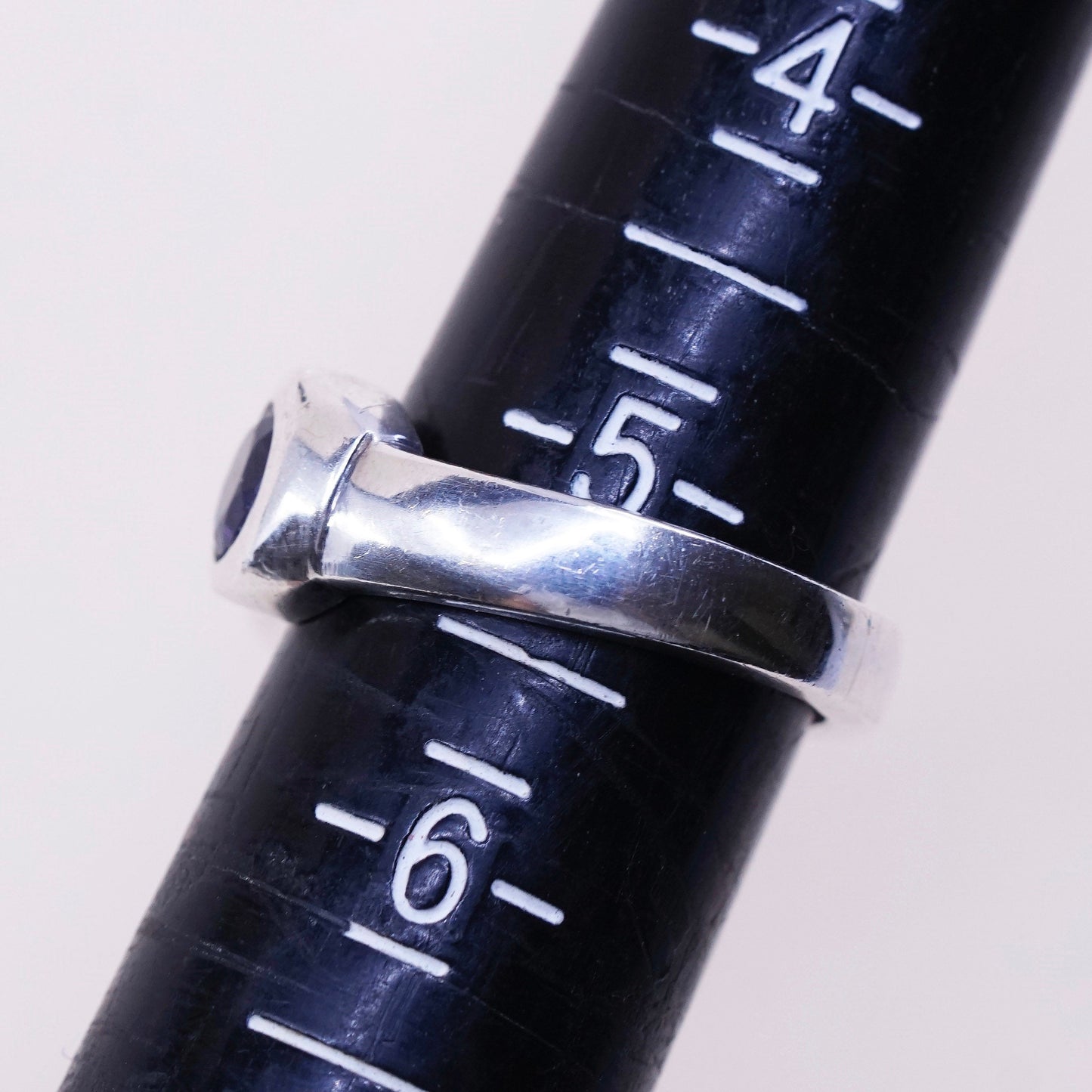 Size 5.25, vintage Sterling silver handmade ring, 925 band with amethyst