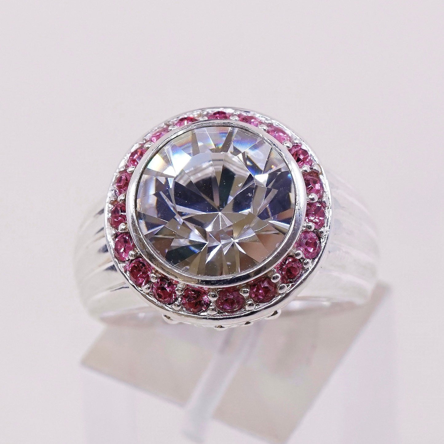 sz 6, vtg Brighton Sayan Sterling silver engagement ring, 925 w/ round cut CZ