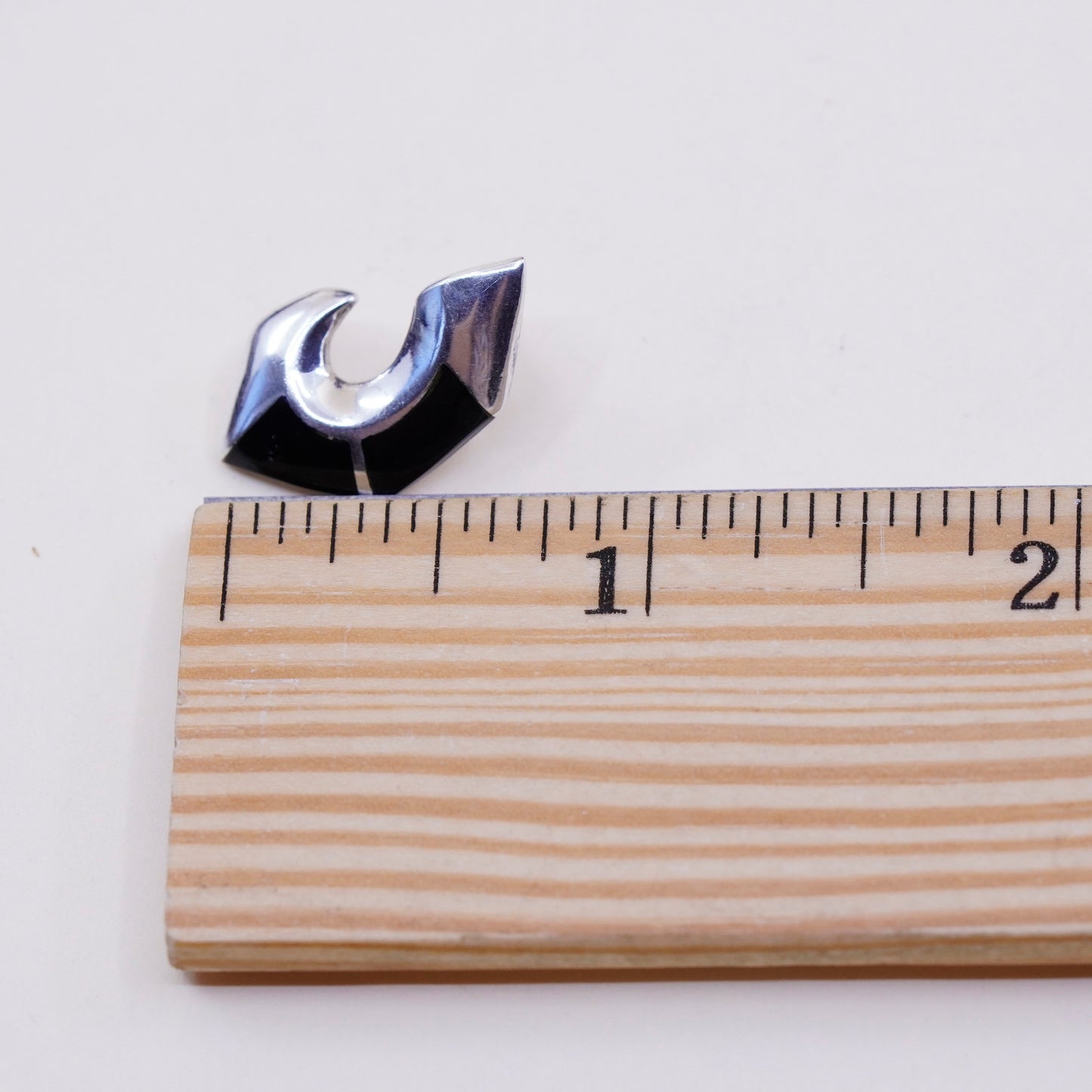 Vintage TCA Sterling 925 silver handmade earrings studs with obsidian, elegant