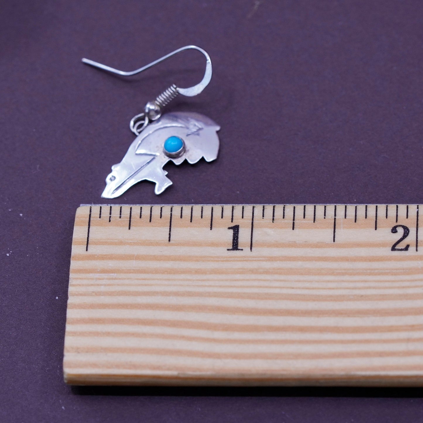 Native American Southwestern 925 Sterling silver bear earrings with turquoise
