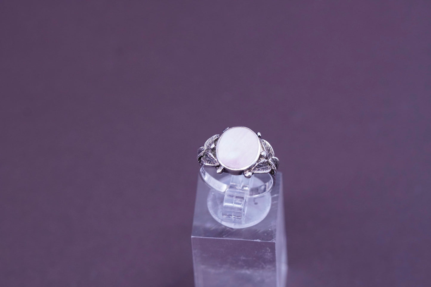 sz 6, Native American navajo Sterling 925 silver Pat Platero ring with pink mop