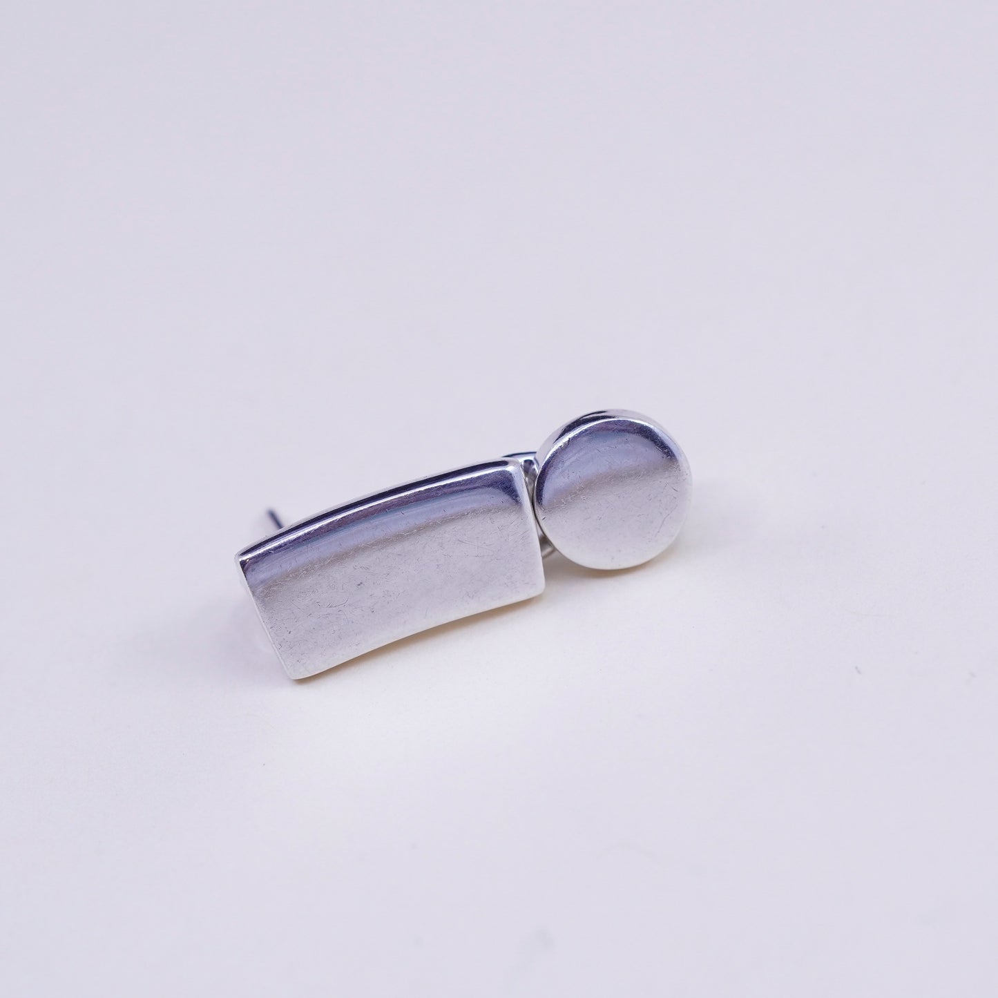 mexico sterling silver handmade earrings, 925 modern studs circle dangles