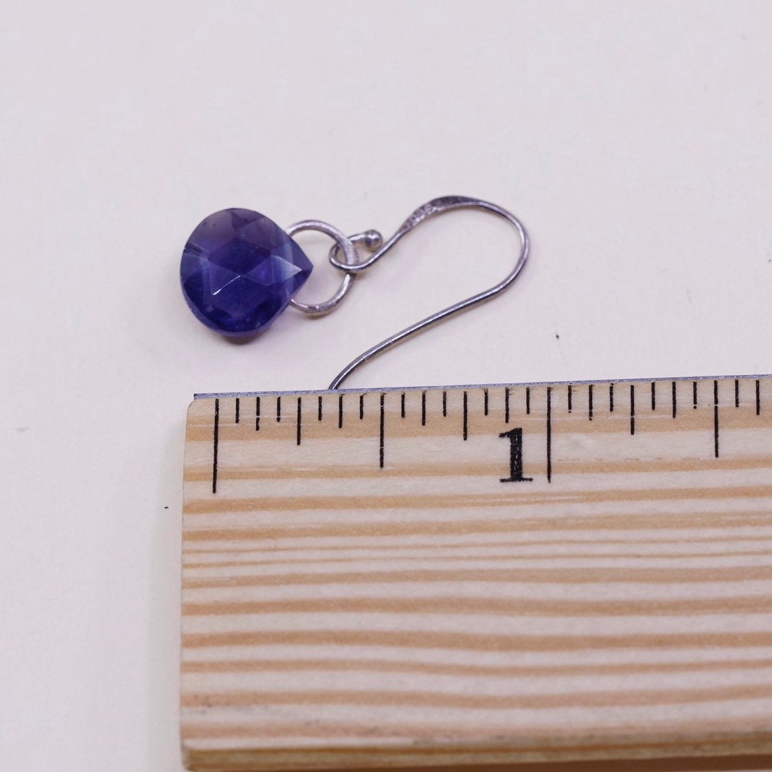 vtg mexico sterling 925 silver earrings with teardrop shaped amethyst