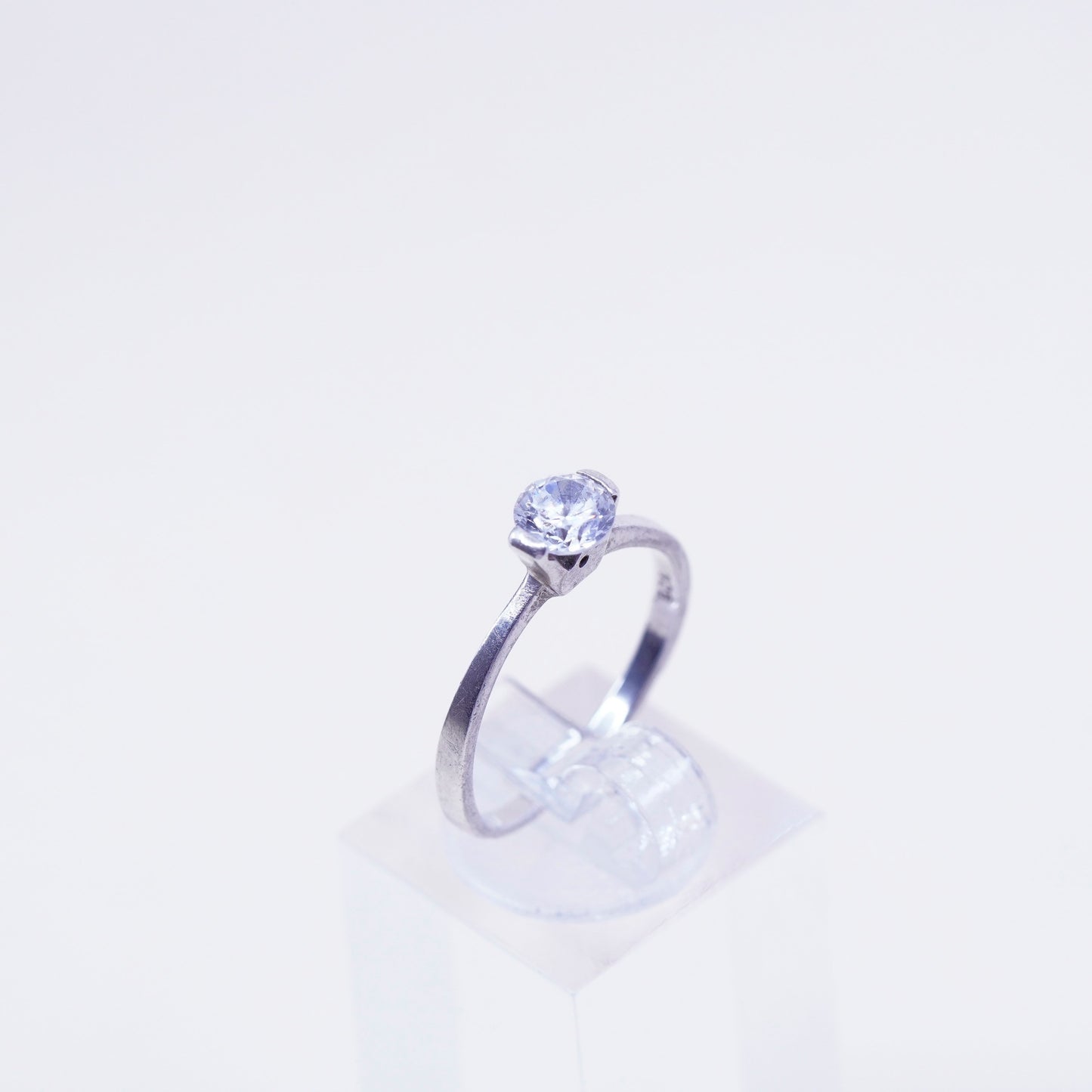 Size 7.25, Vintage sterling silver handmade ring, engagement ring with cz