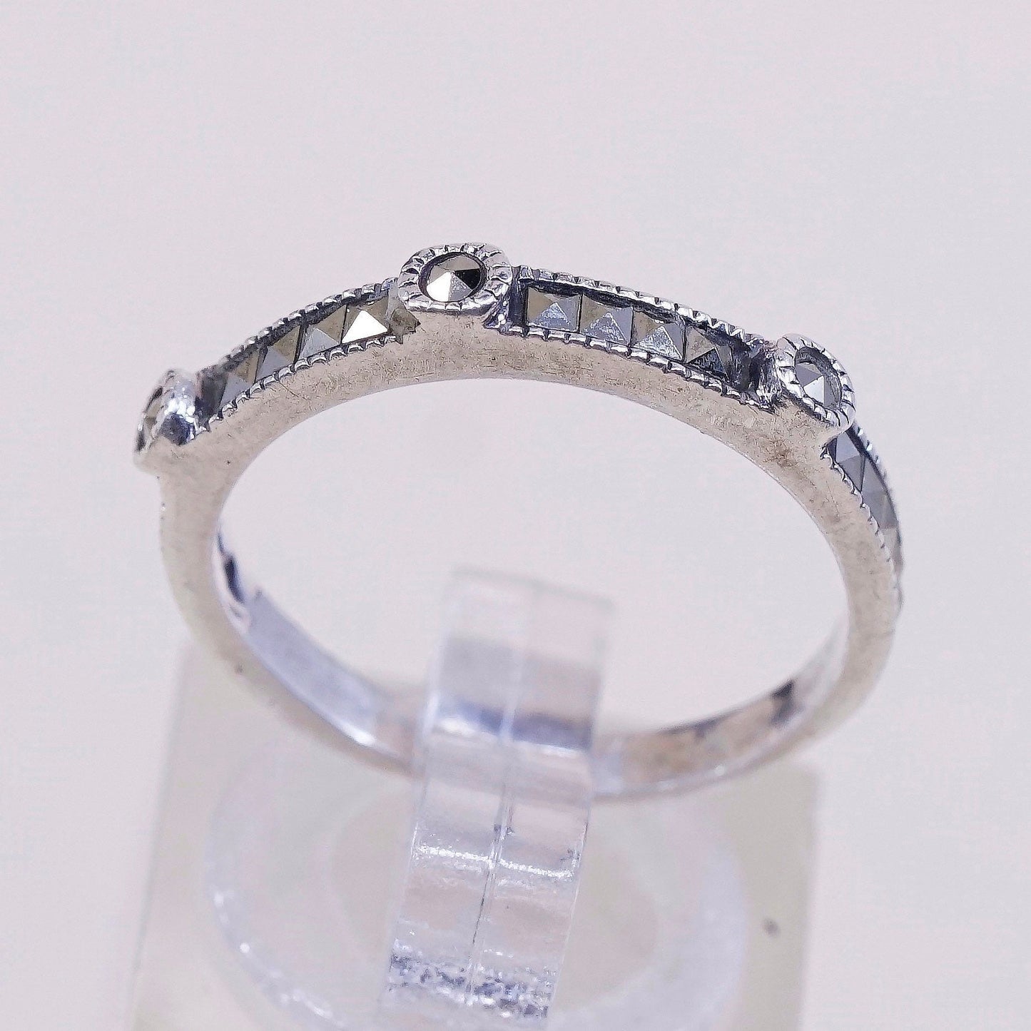 sz 6.5, VTG Judith jack Sterling silver handmade ring, 925 w/ marcasite