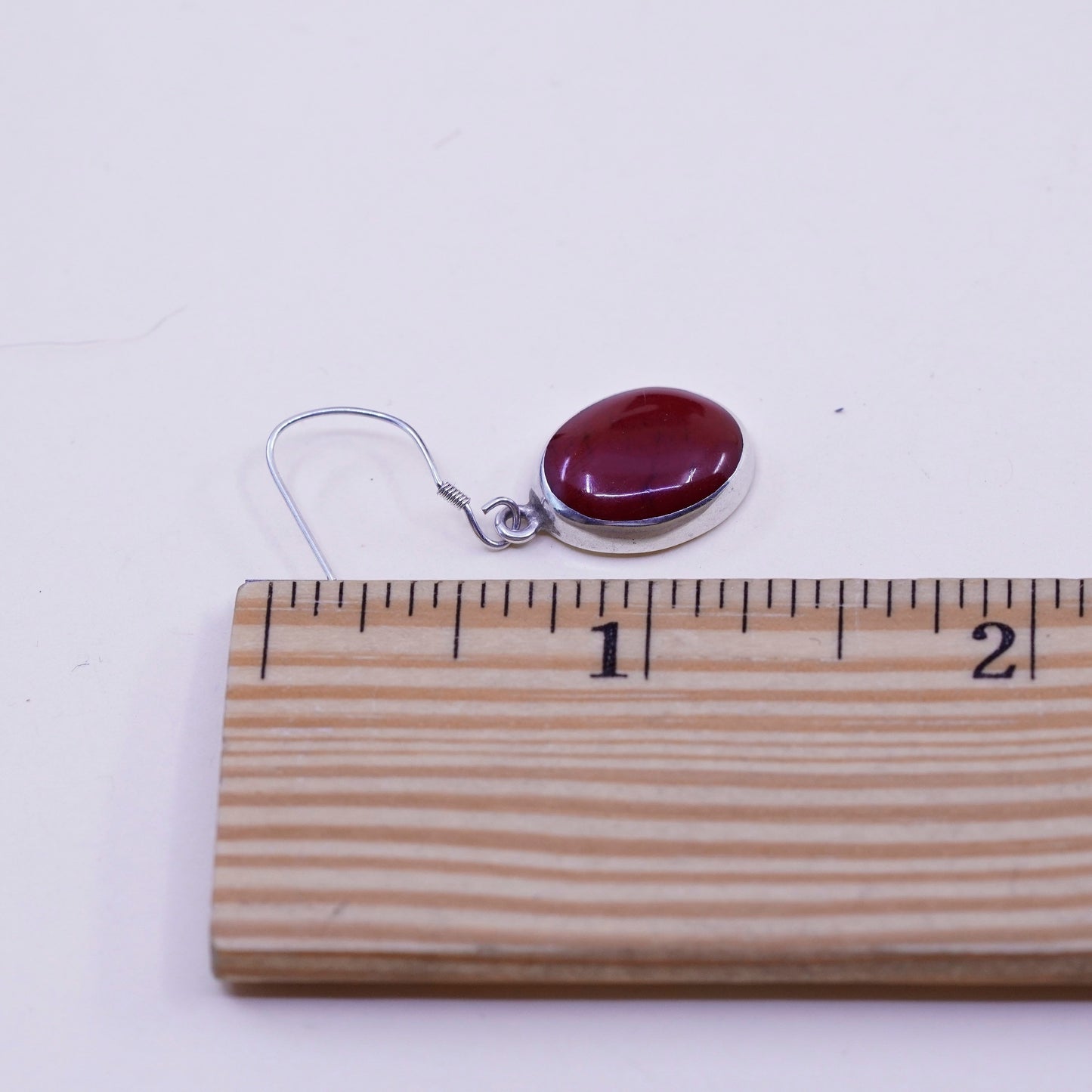 Vintage Sterling 925 silver handmade earrings with red onyx drops