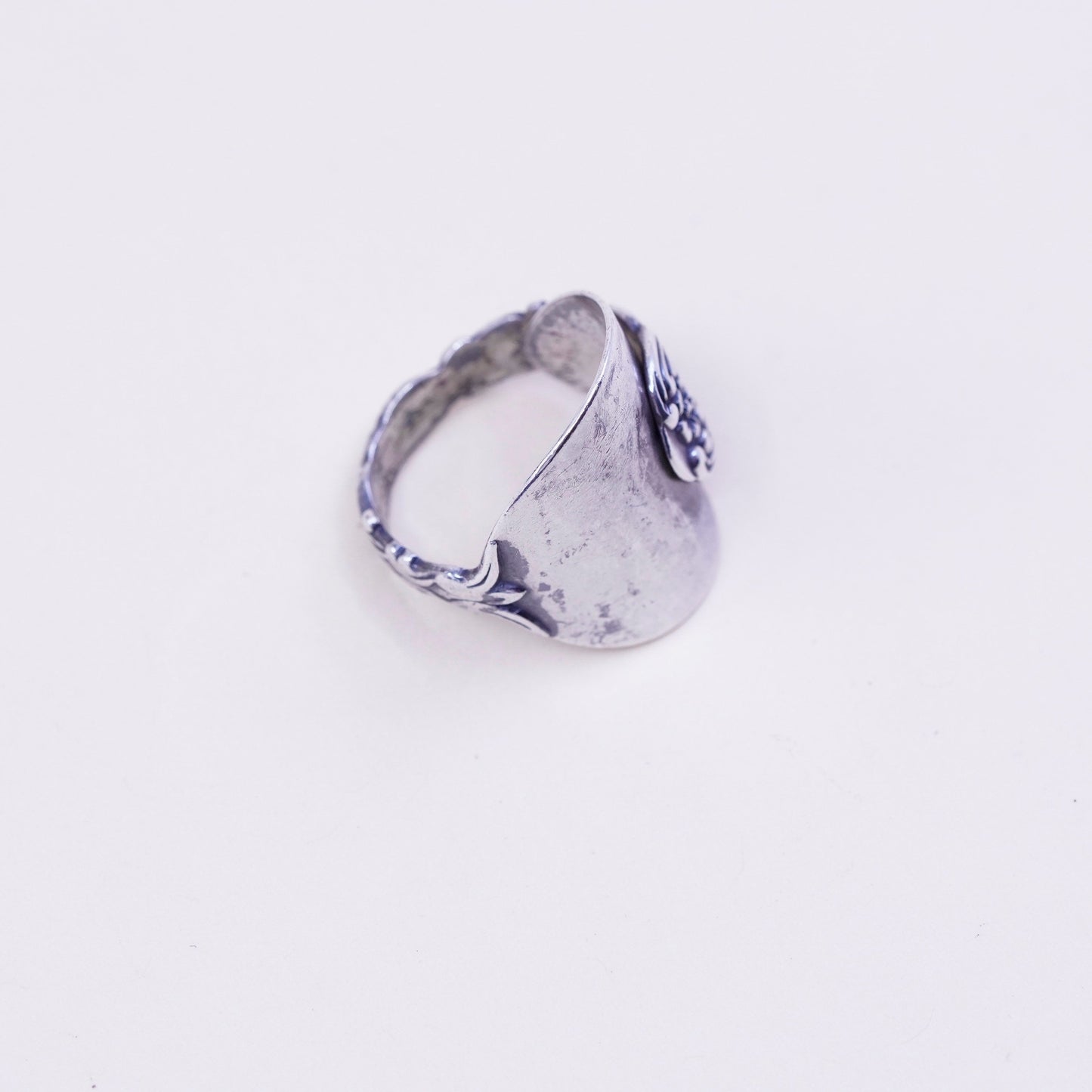 Size 7.25, vintage Sterling silver handmade ring, wrap 925 spoon band