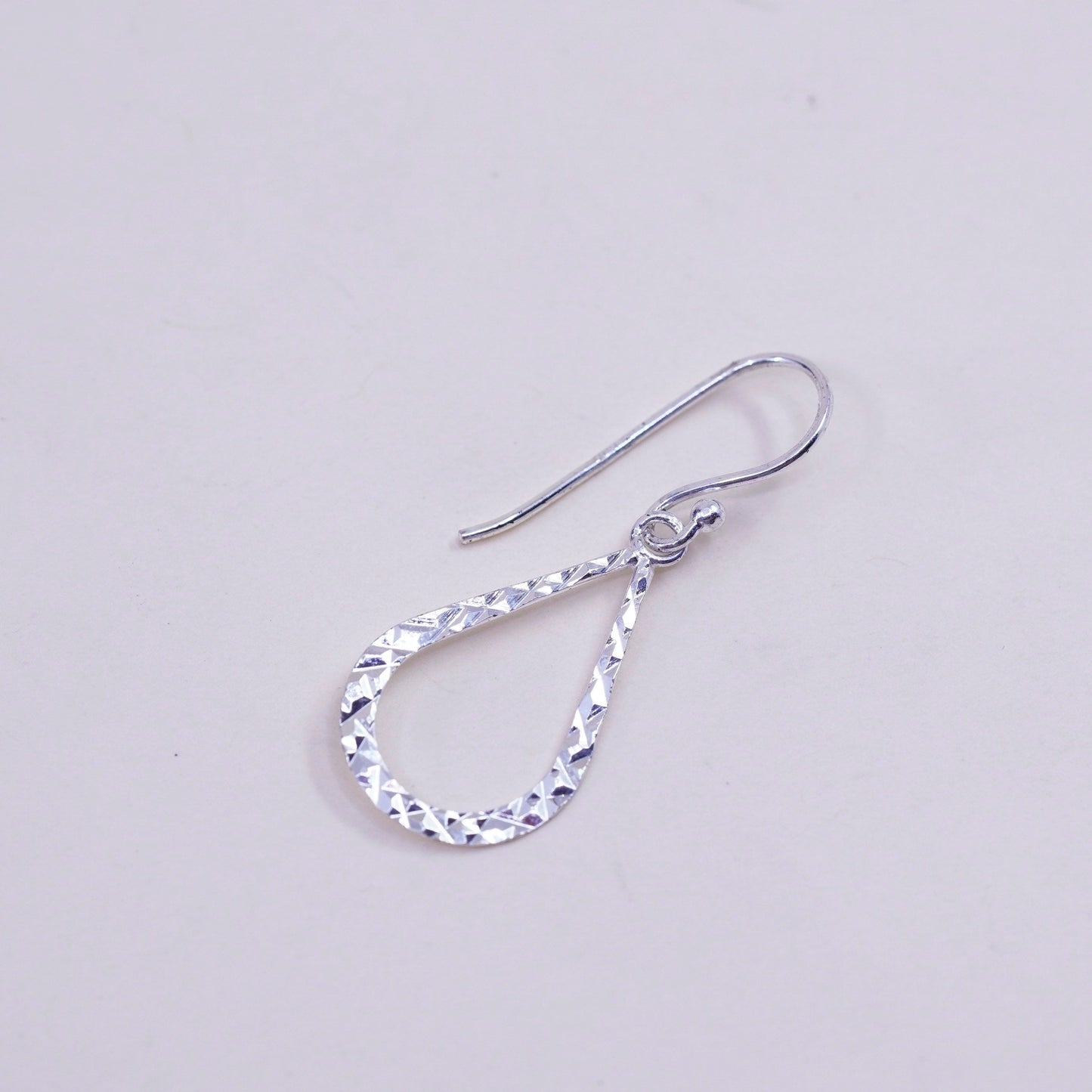 Vintage Sterling silver handmade earrings, textured 925 teardrop dangles