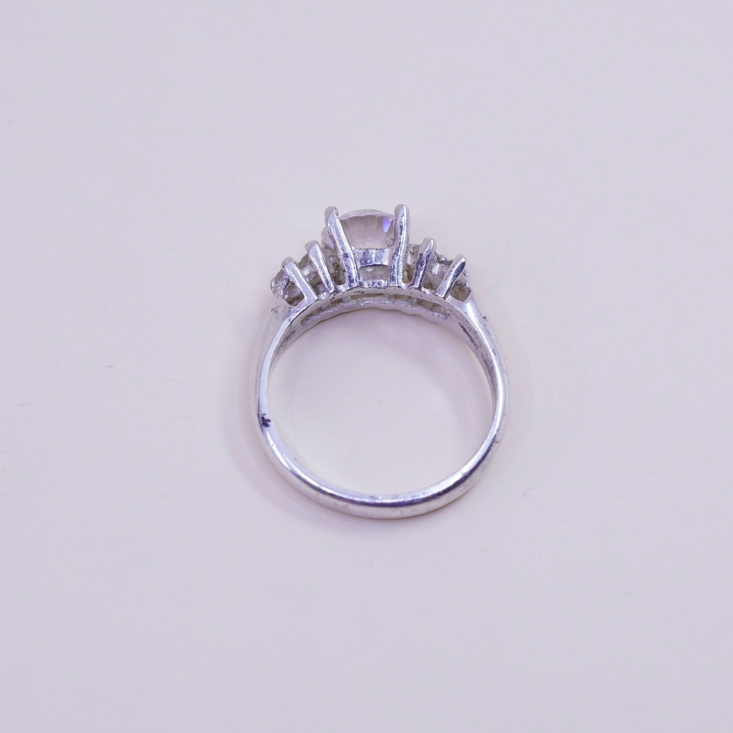 Size 7.5, Sterling silver ring, 925 silver with round cut cz, engagement ring