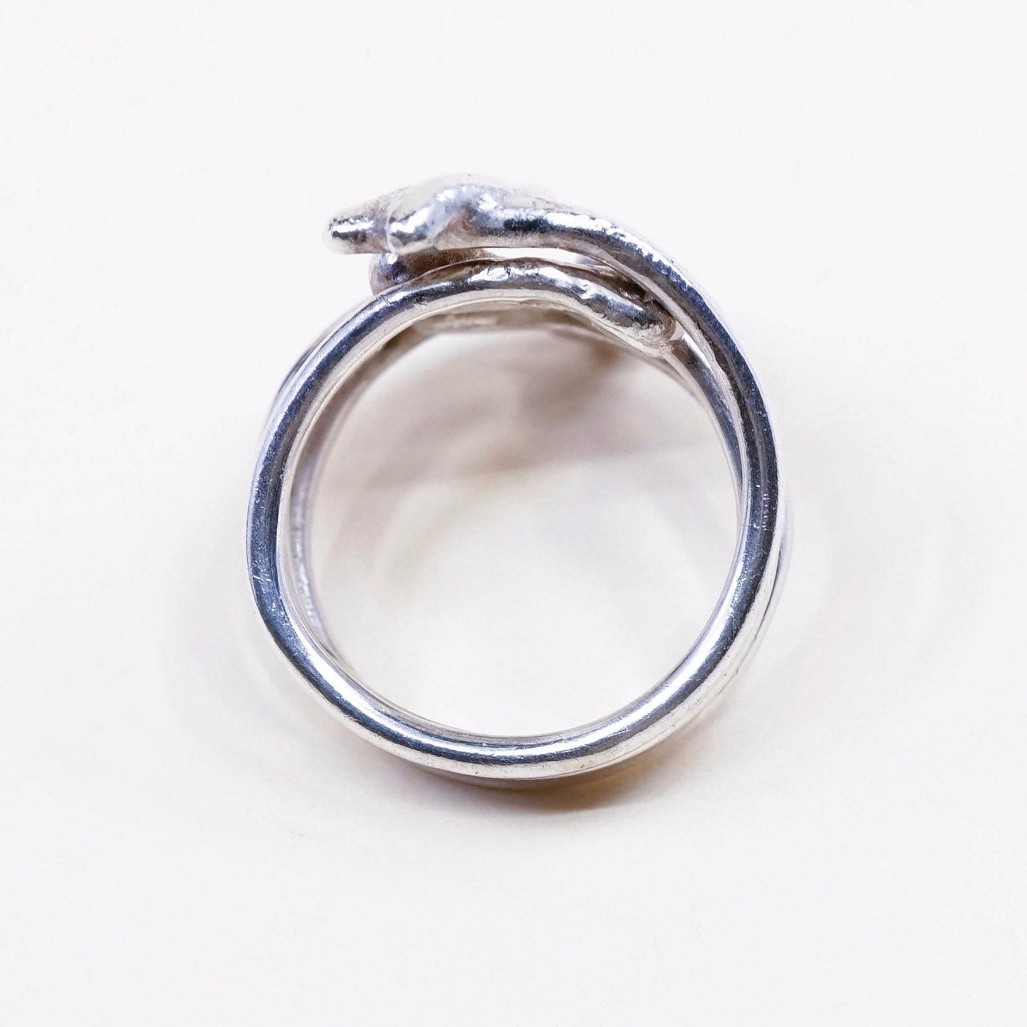 sz 5.5, vtg sterling silver handmade ring, Mexican 925 band w/ beads
