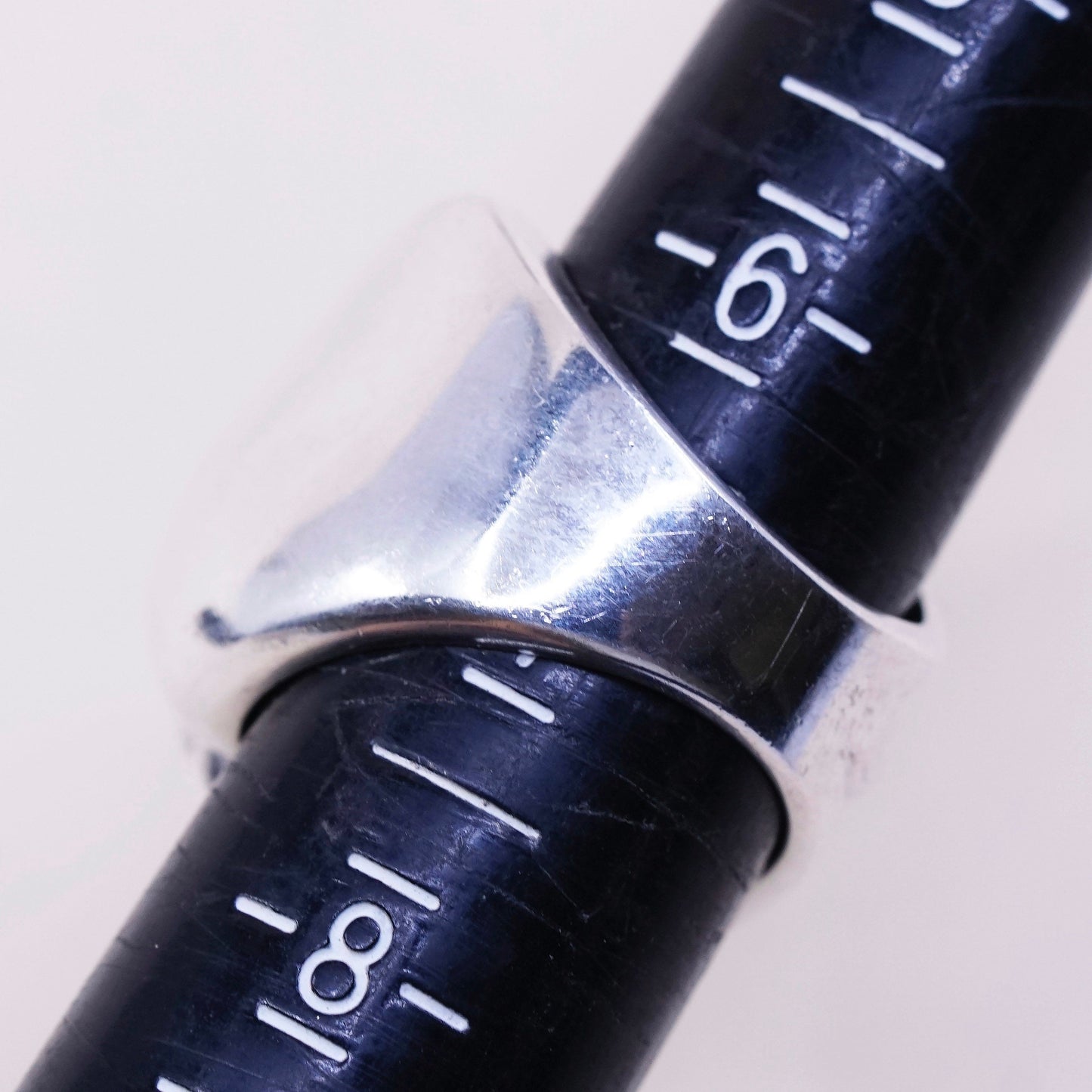 sz 6.75, vtg PE sterling silver handmade ribbed ring, Mexico 925 ribbed band