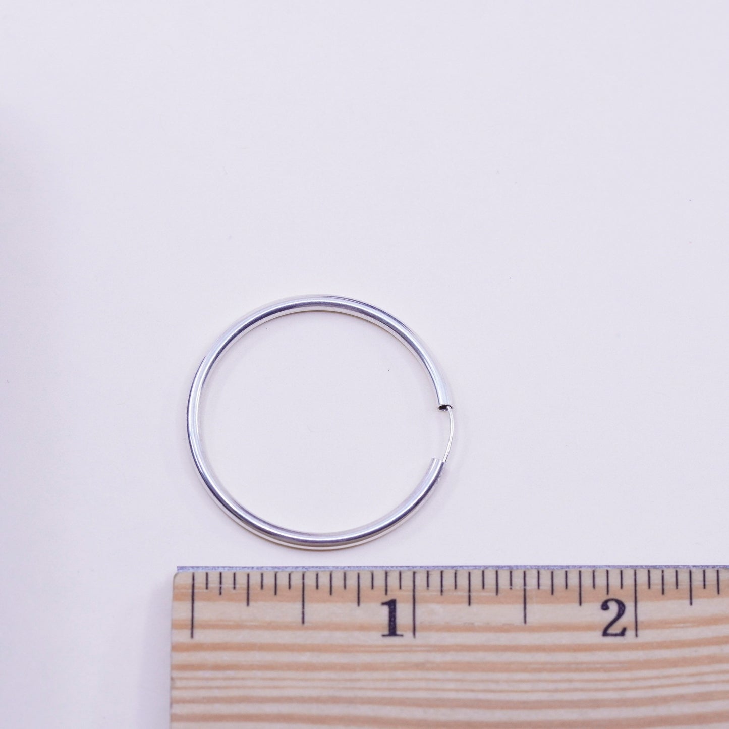 1”, Vintage sterling silver loop earrings, fashion minimalist primitive hoops