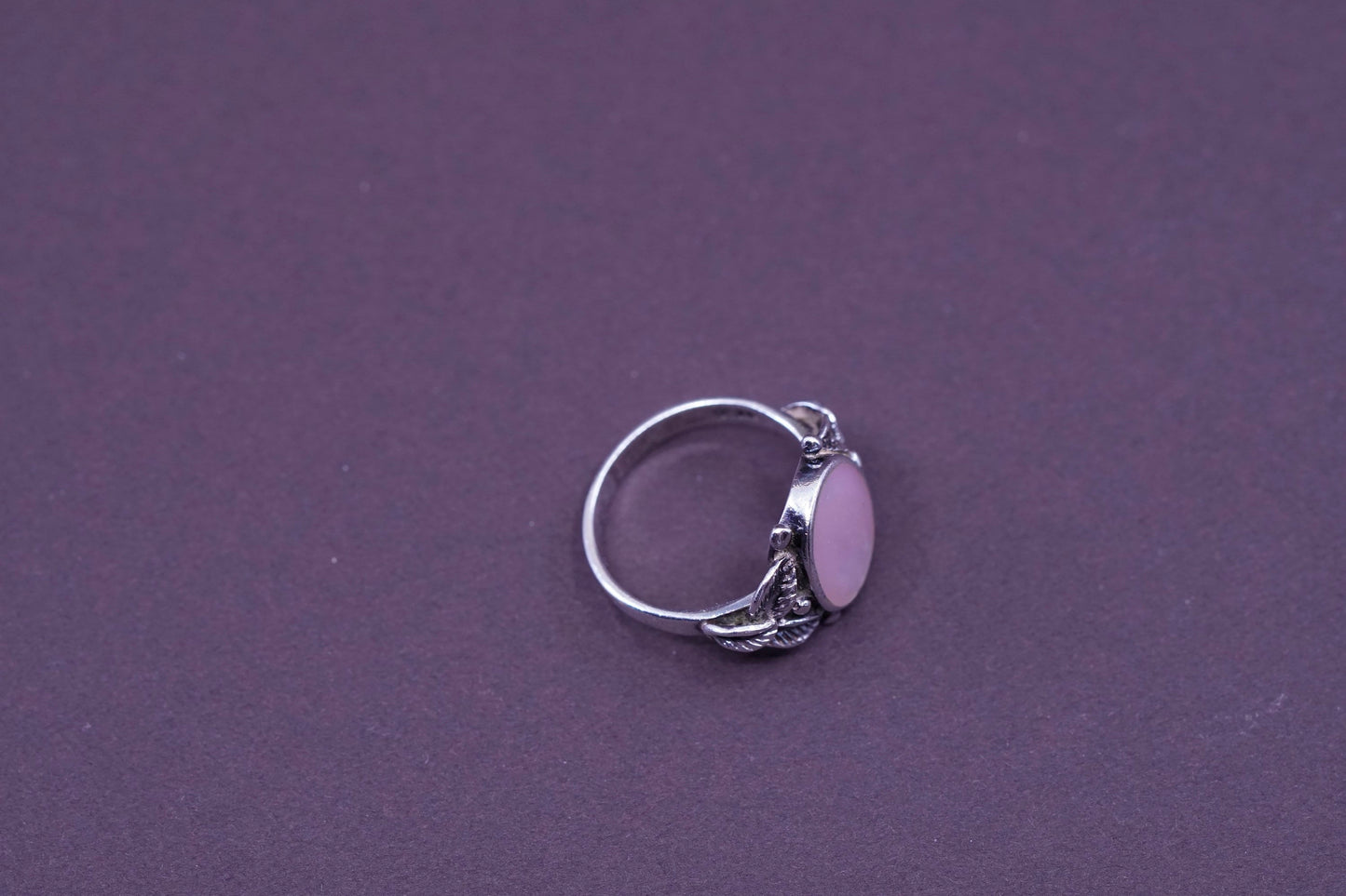 sz 6, Native American navajo Sterling 925 silver Pat Platero ring with pink mop