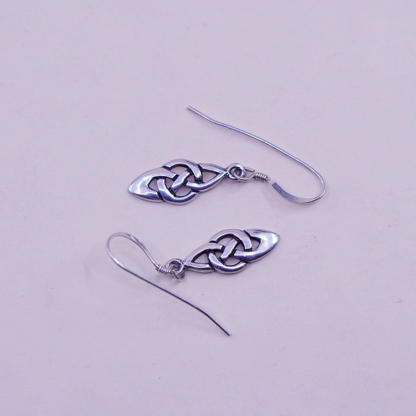 Vintage Irish Sterling silver handmade earrings, 925 Celtic knot dangles