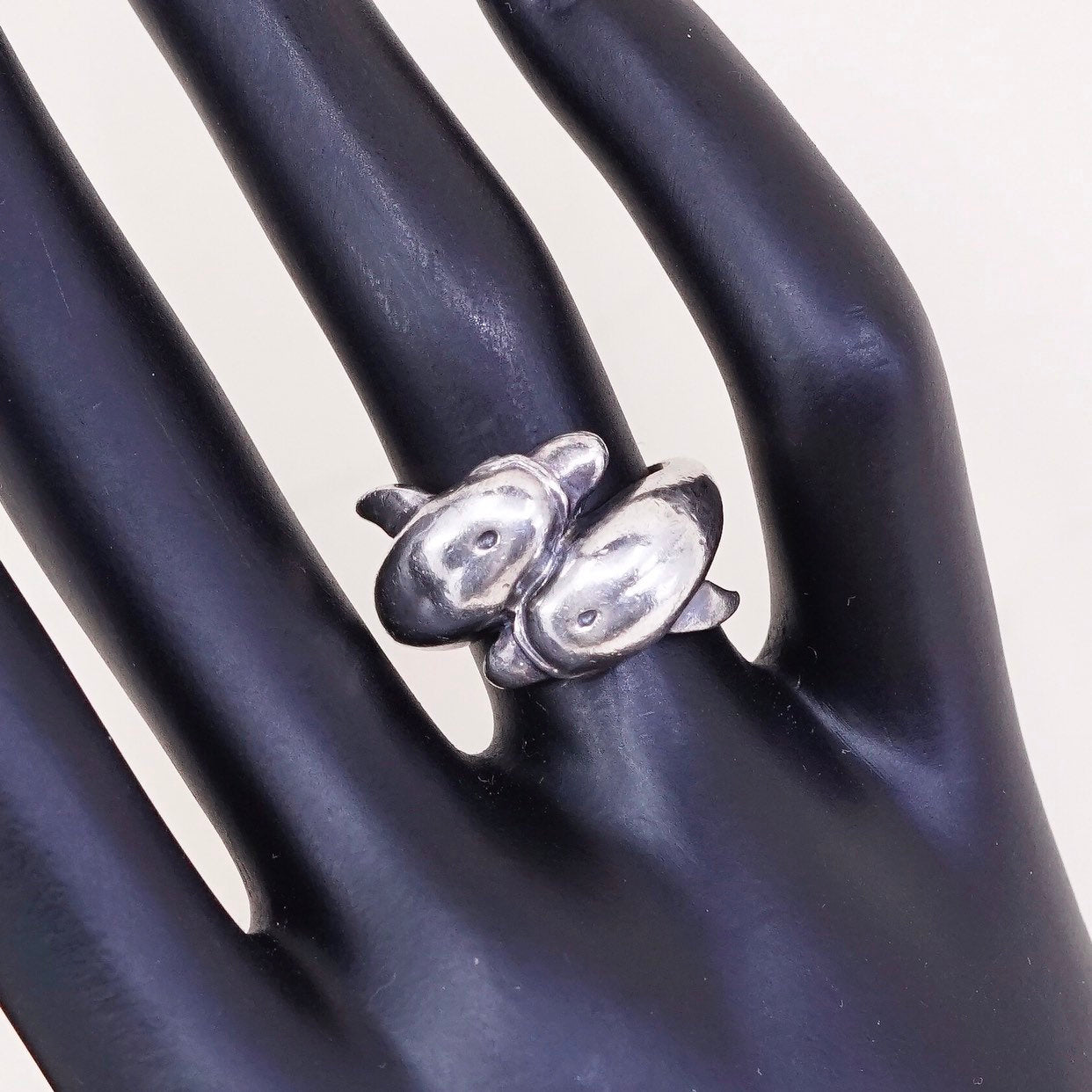 Size 5.5, vtg sterling silver handmade ring, 925 silver handmade dolphin ring