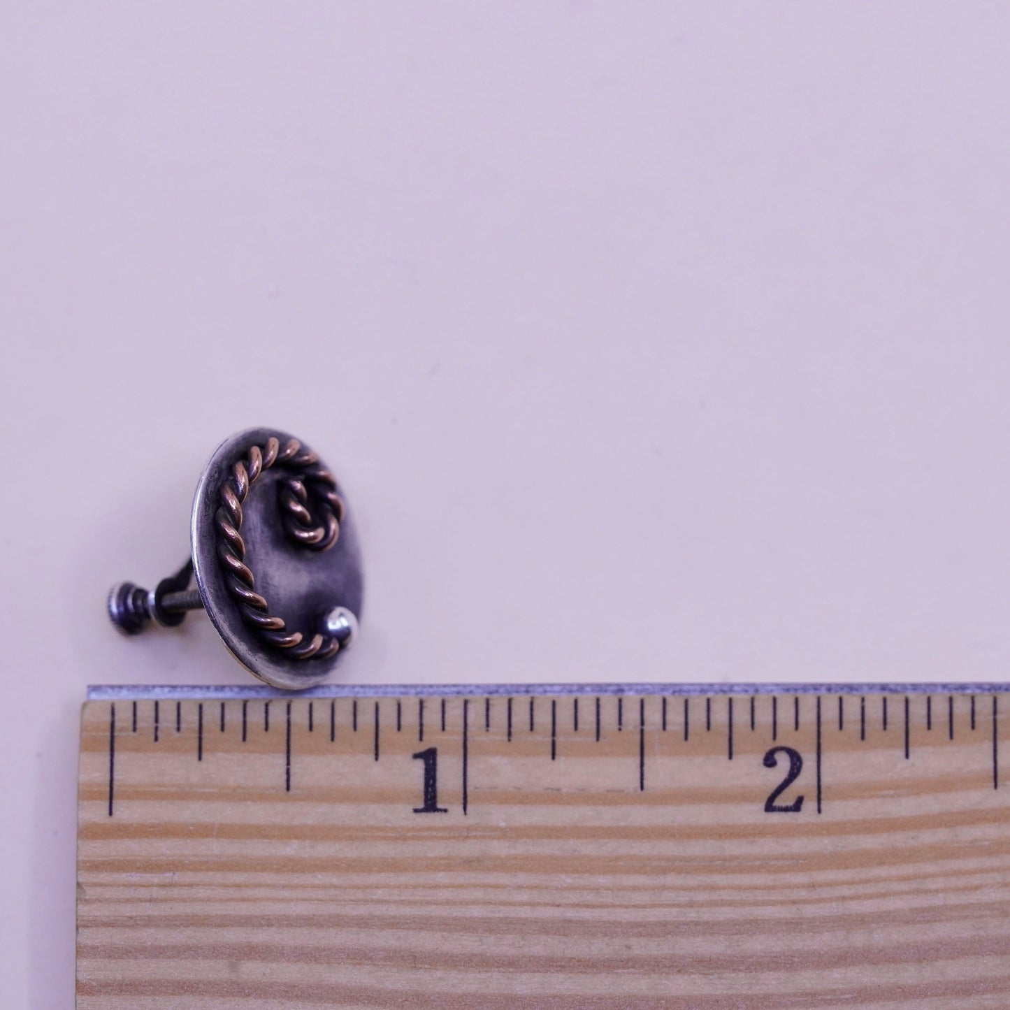 Vintage Sterling silver handmade earrings, 925 screw back earrings copper wires