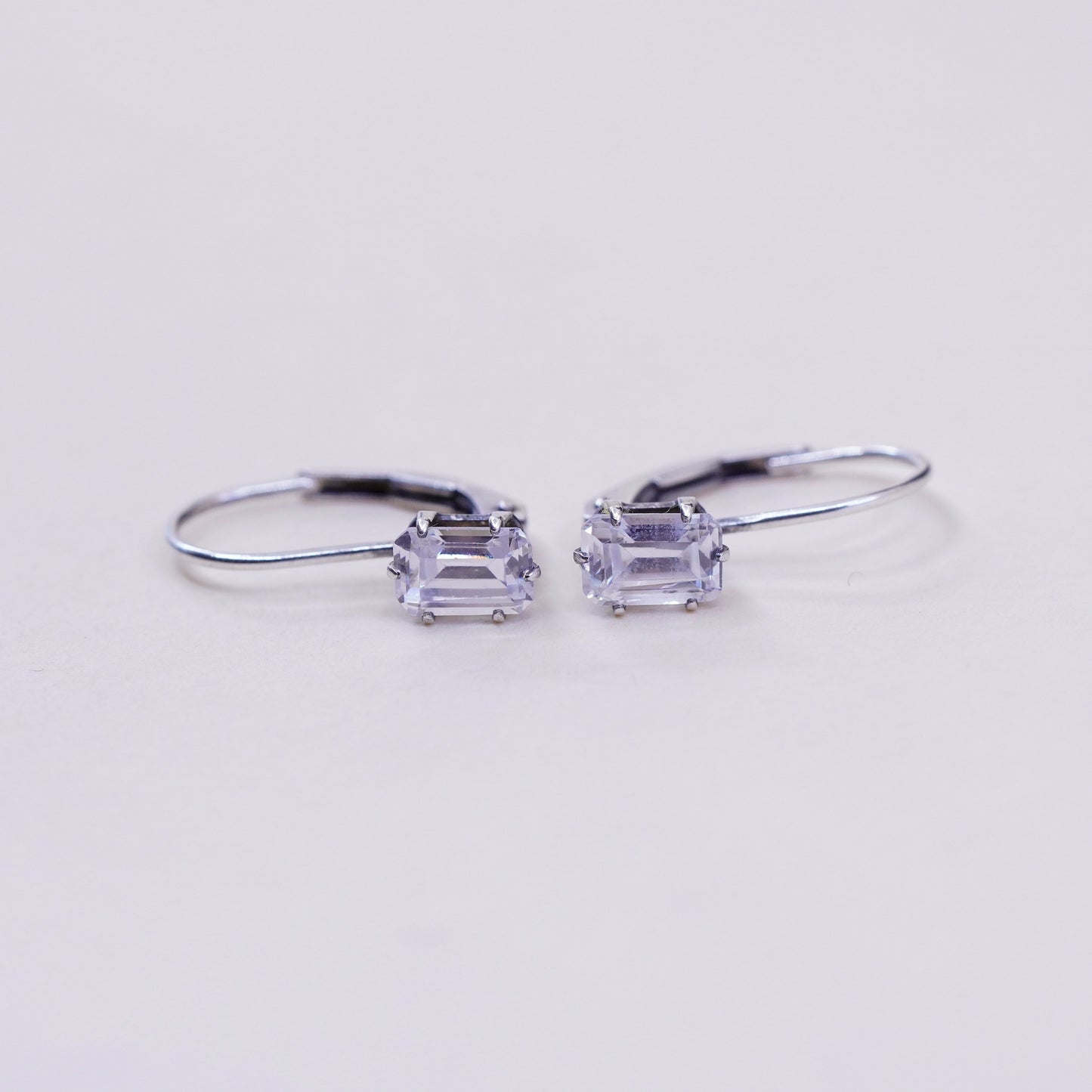 Vintage F1 sterling 925 silver handmade earrings with round CZ, stamped Ster